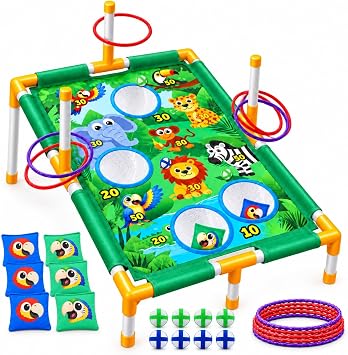 TOY Life 3-in-1 Sticky Bean Bag Ring Toss Game, Cornhole, Ages 3-8