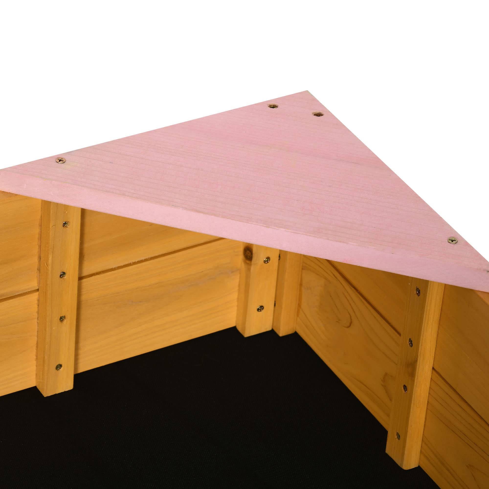 Outsunny Bac à Sable carré en Bois pour Enfants 109 x 109 x 19,8 cm | 4 sièges d'angle, film protecteur, bois naturel