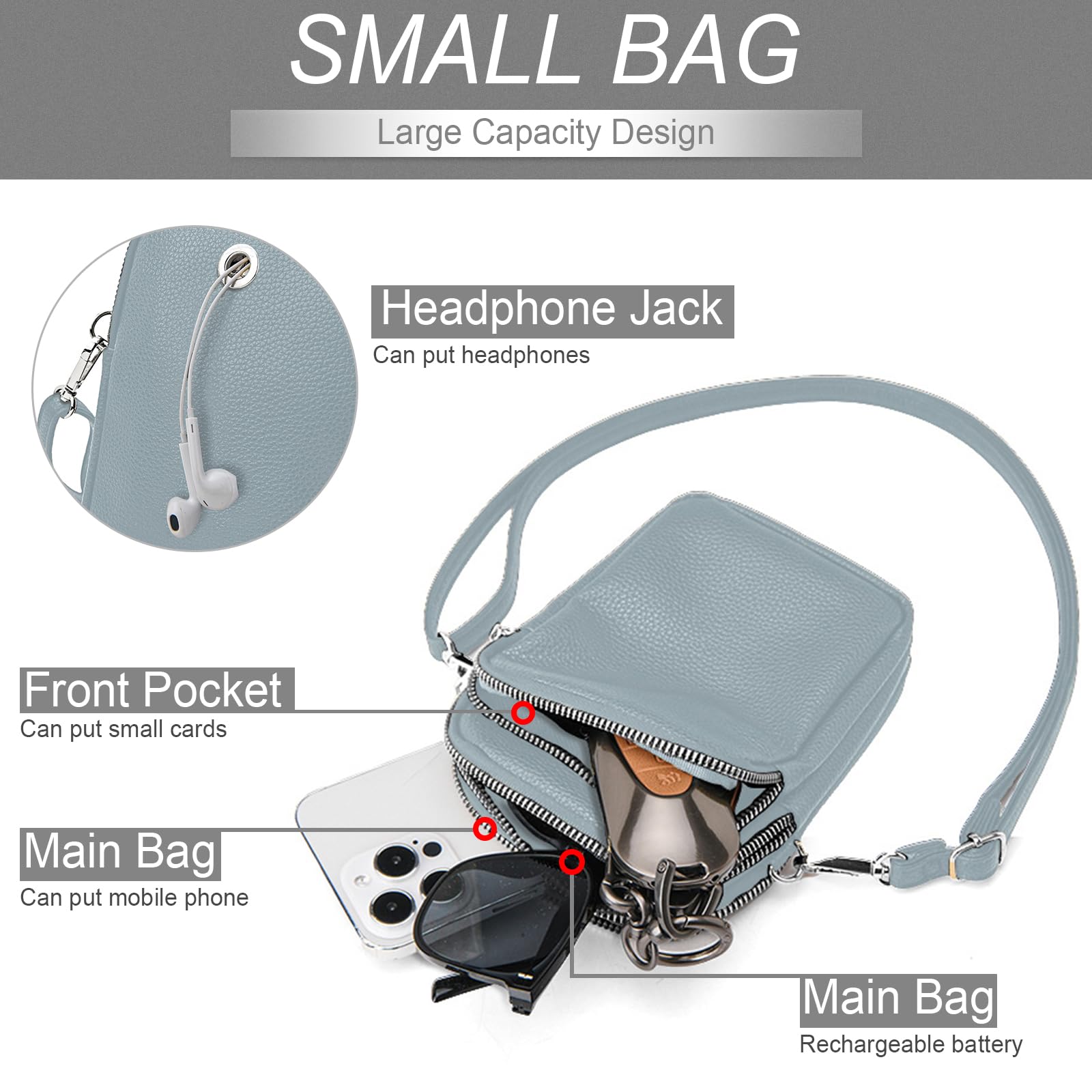 Kleine Vrouwen Crossbody Telefoontas - Lederen Mobiele Telefoon Schoudertas Met Grote Capaciteit, Koffie