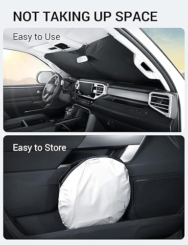 Vista 229 de Proadsy Parasol para parabrisas para BMW X1 F48 2016-2022 de 4 capas plegable, protector de parasol frontal que bloquea los rayos UV y mantiene