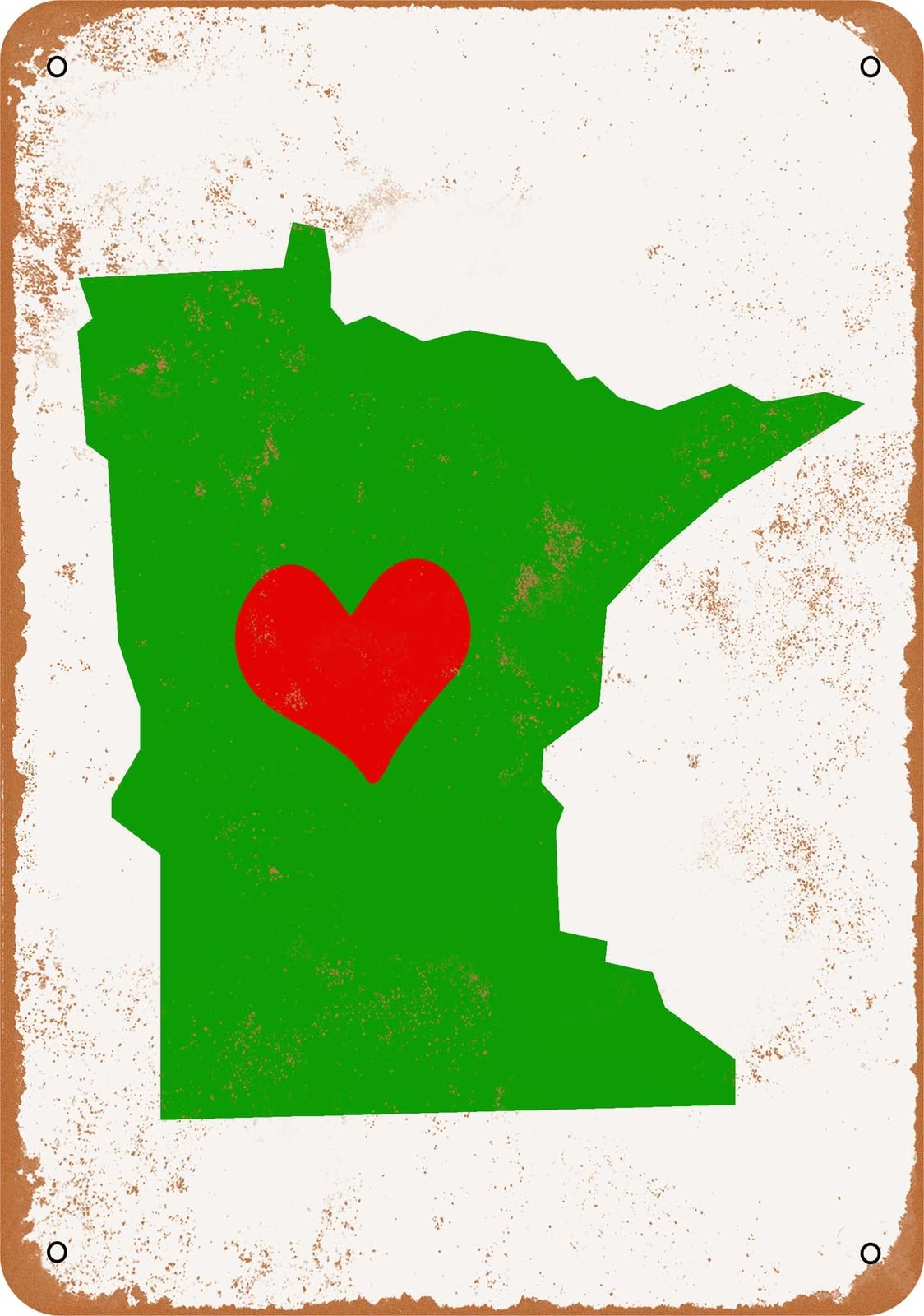 Miaomansenstore Metal Sign - Love Heart Minnesota - Vintage Look Home Decor