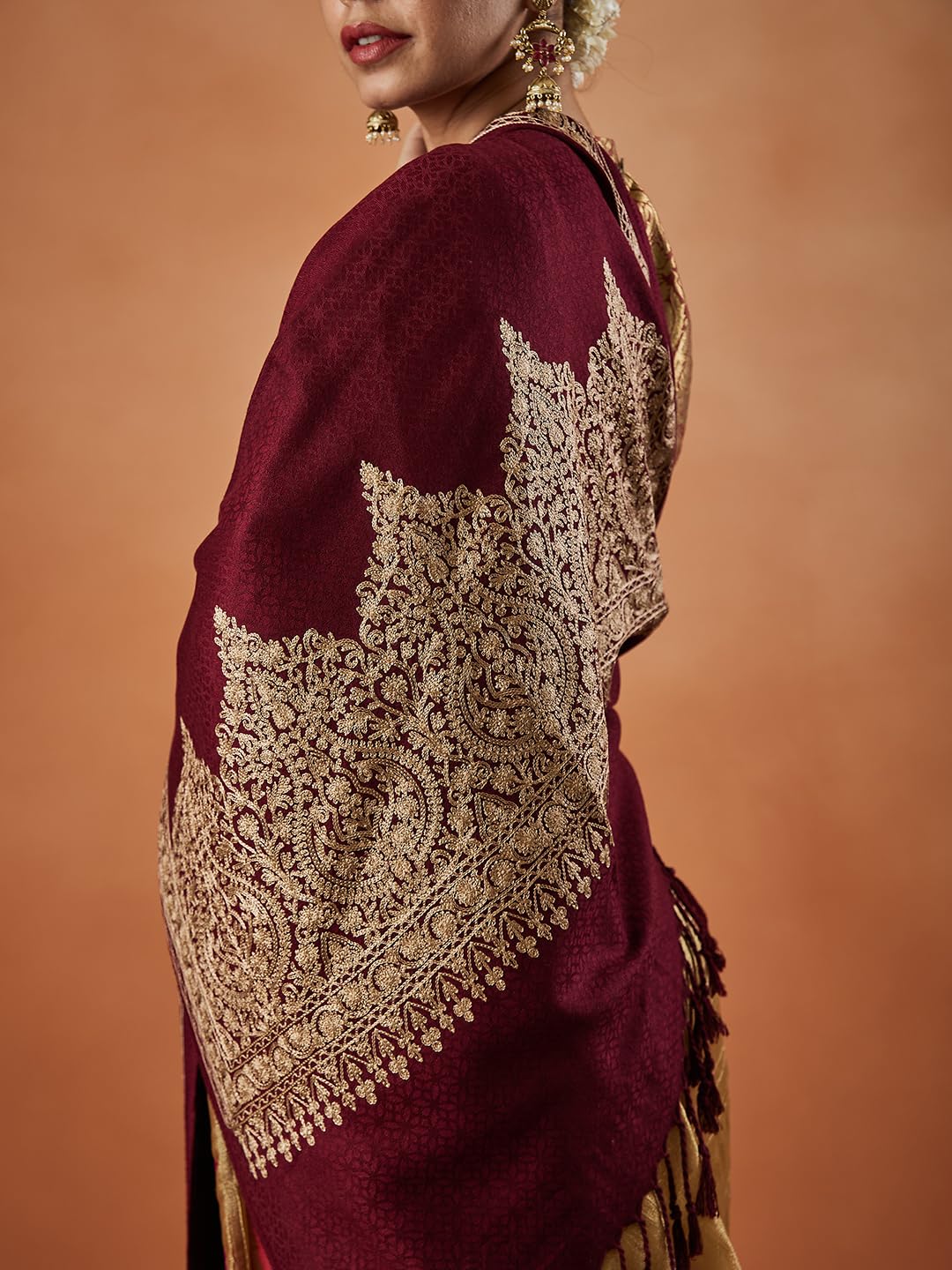 Pashmoda Women Firoza Kashmiri Aari Embroidery Stole (Size: 71X203 CM) - Image 6 thumbnail