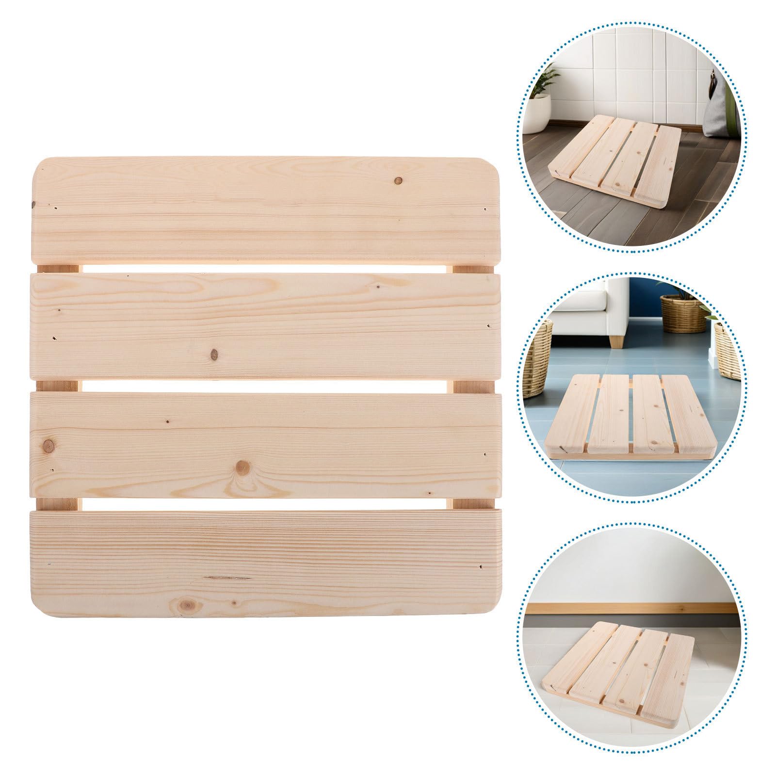 PACKOVE 2 Piezas Alfombra de Ducha de Madera Maciza Antideslizante Listones, Fácil de Limpiar Suelo Elevado de 30cm para Baño, SPA o Sauna Instalación Sencilla