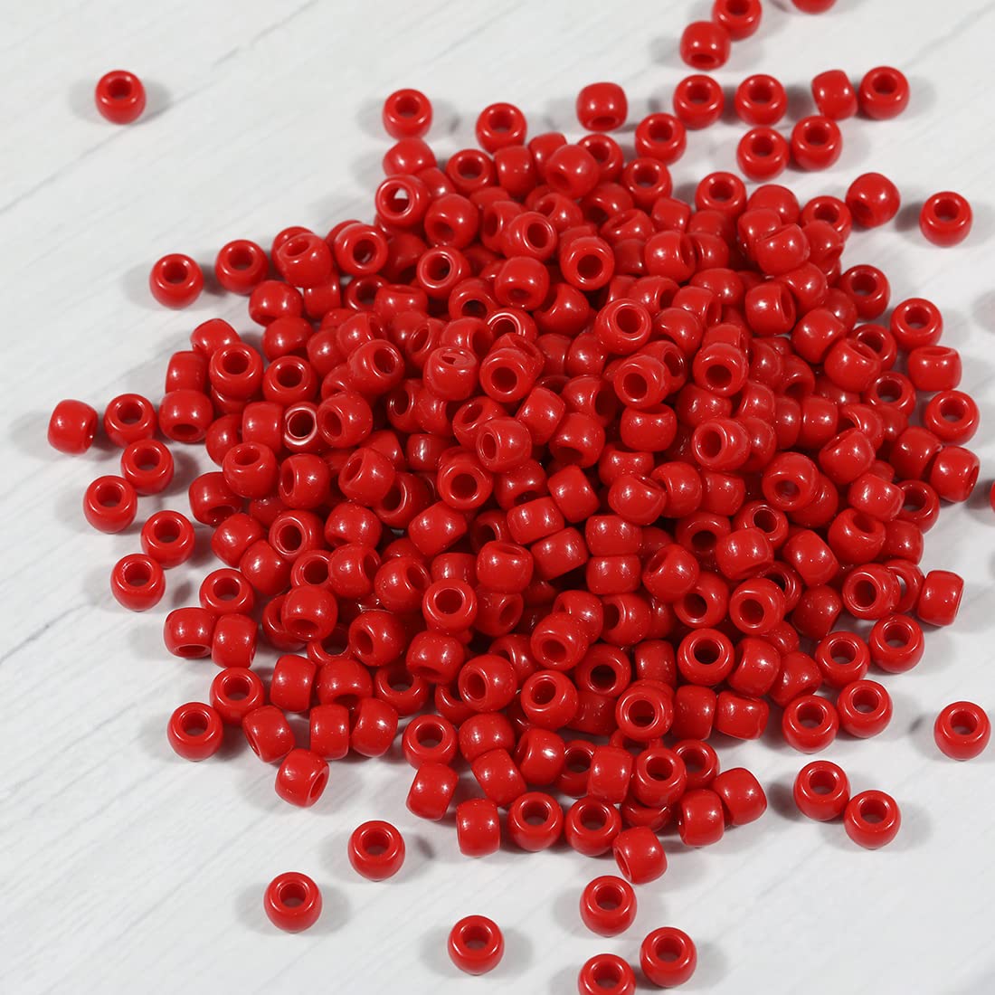 Bala&Fillic Size 6x9mm Red Pony Beads with Smooth Surface Total 1000pcs Craft Pony Beads for Making Bracelets (Red) - Image 2