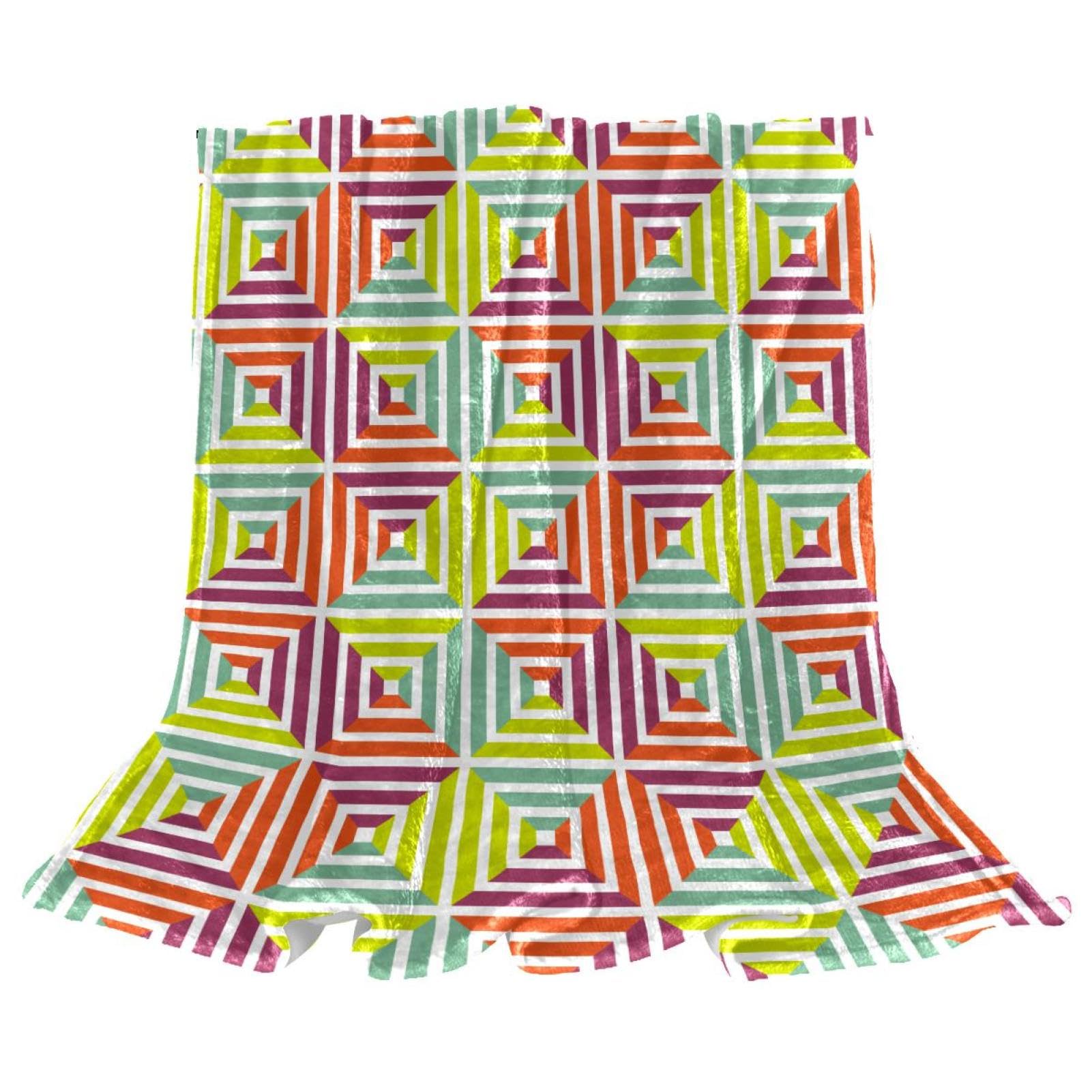 Couverture Polaire Géométrique Chaude Douce Plaid Microfibre 150x130