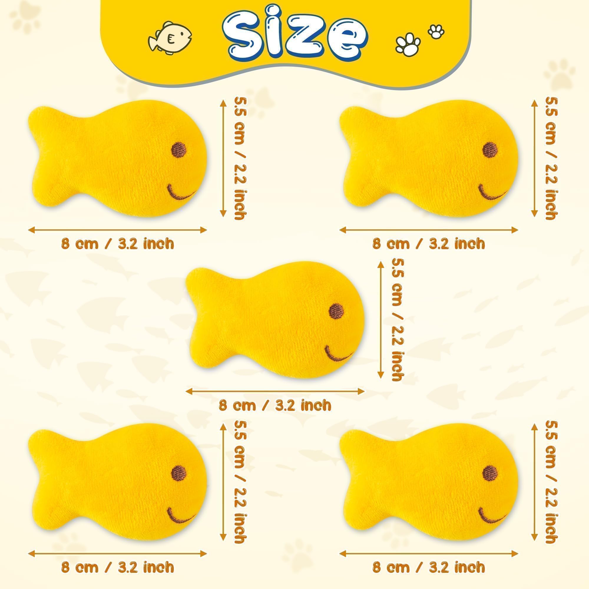 L1rabe Goldfish Cracker - Juguetes de peluche de hierba gatera – Día de agradecimiento para gatos negros, juguetes divertidos para gatos, suministros amarillos para mascotas, herramientas de dentición