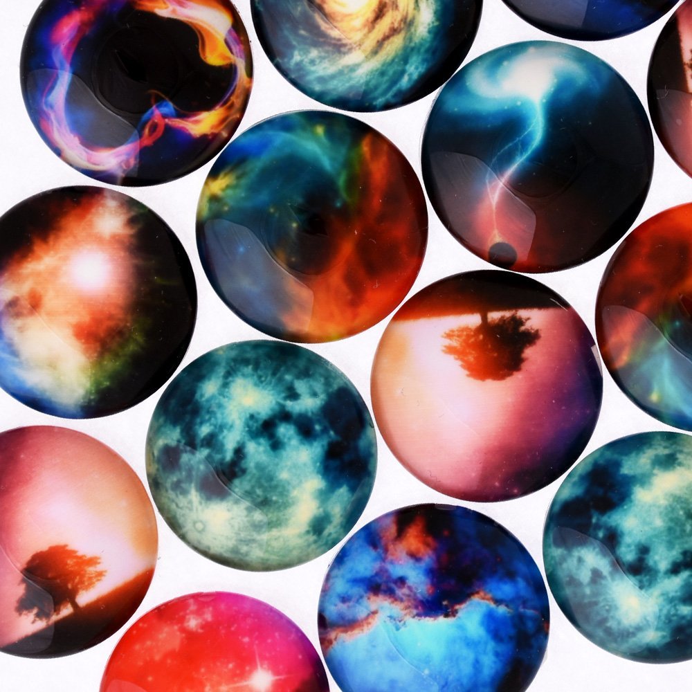 Rosebeading Galaxy 20Pcs 25Mm (1Inch) Glass Glow In The Dark Dome Seals Cabochons Round Flatback,Glowing Jewelry,