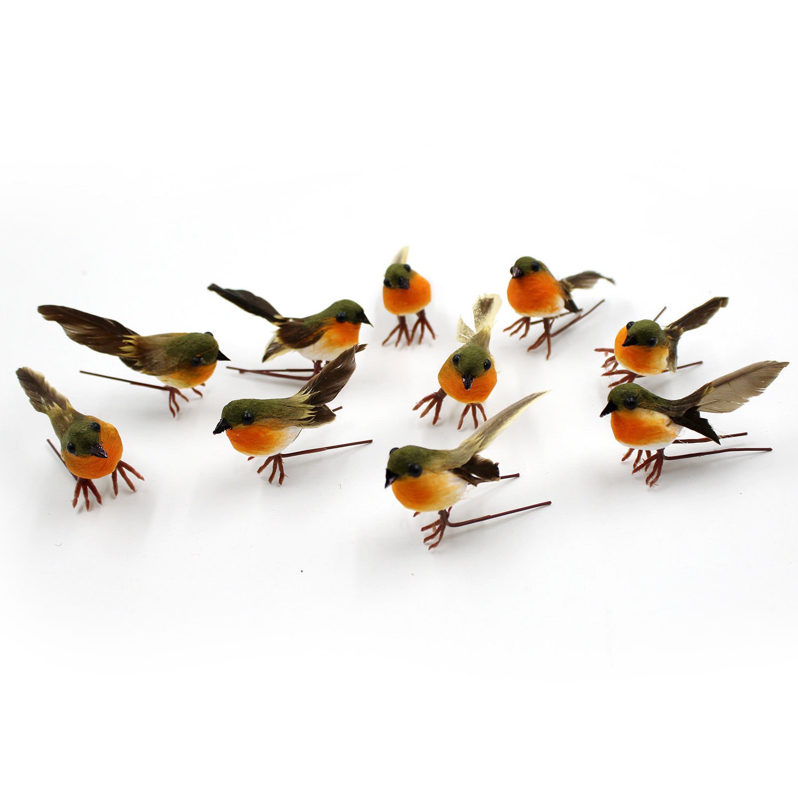 10pcs Robin Bird Christmas Tree Decoration Craft Very Cute Artificial Feather UK