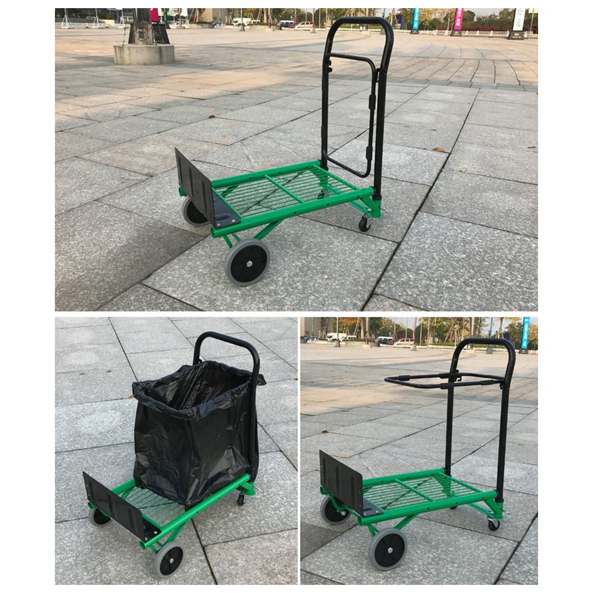 Carrello Pieghevole da Giardino per la casa Carrello Pieghevole Carrello per la Spesa Carrello Portatile Carrello elevatore Multifunzionale a 4 Ruote