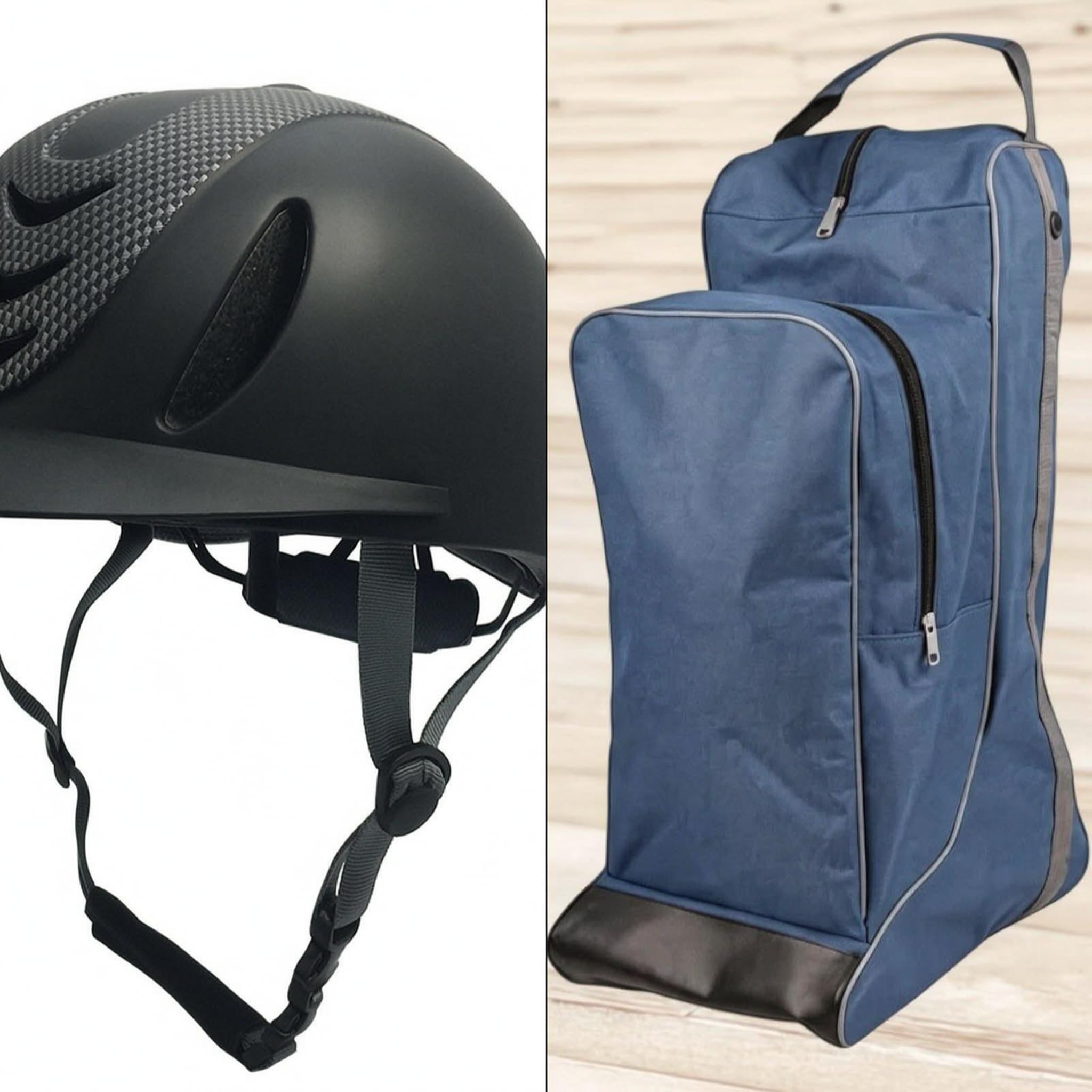 Gralara Casco da Equitazione Starter alla Moda E Regolabile, Borsa Porta Stivali Multi-Scomparto per Bambini, Scomparto Dedicato per Articoli Sportivi