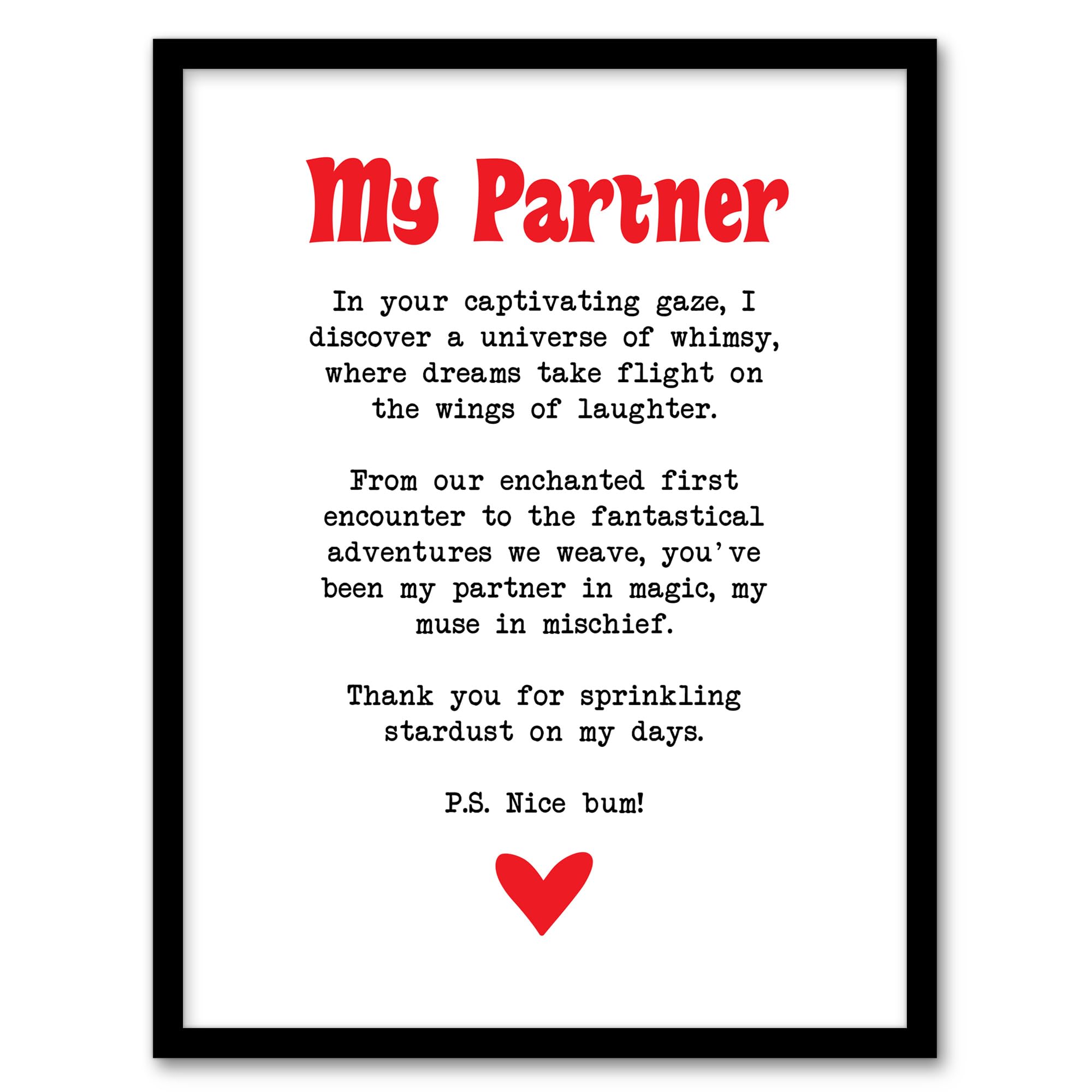Artery8 Love Poem Whimsy Magic Partner Romantic Poetry Wall Art PrintA4 Size from B&Q