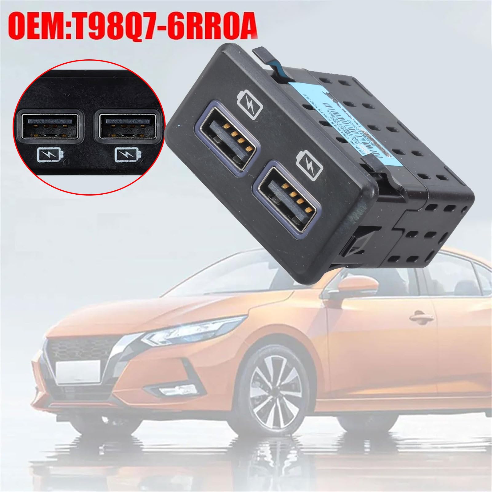 Prise auxiliaire USB avec chargement intelligent, adaptateur de port facile à installer pour prise intelligente Autmotives