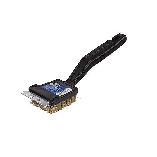 Quickie Grill Scrubbing Brush, Black, Crimped Bristles for Grill Cleaning with Scraper for Grill Grime