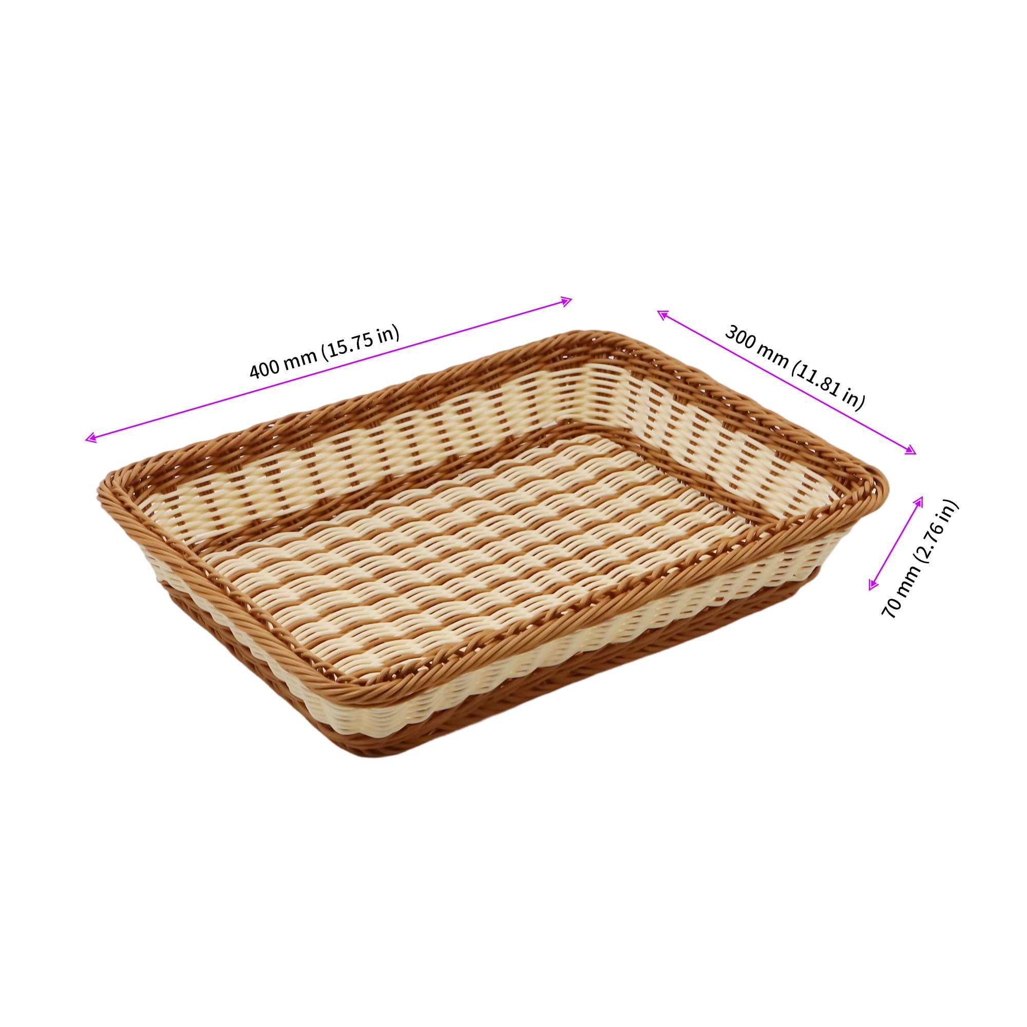 JEUIHAU Brotkörbe aus Polygeflecht, rechteckig, 40 cm, 4 Stück
