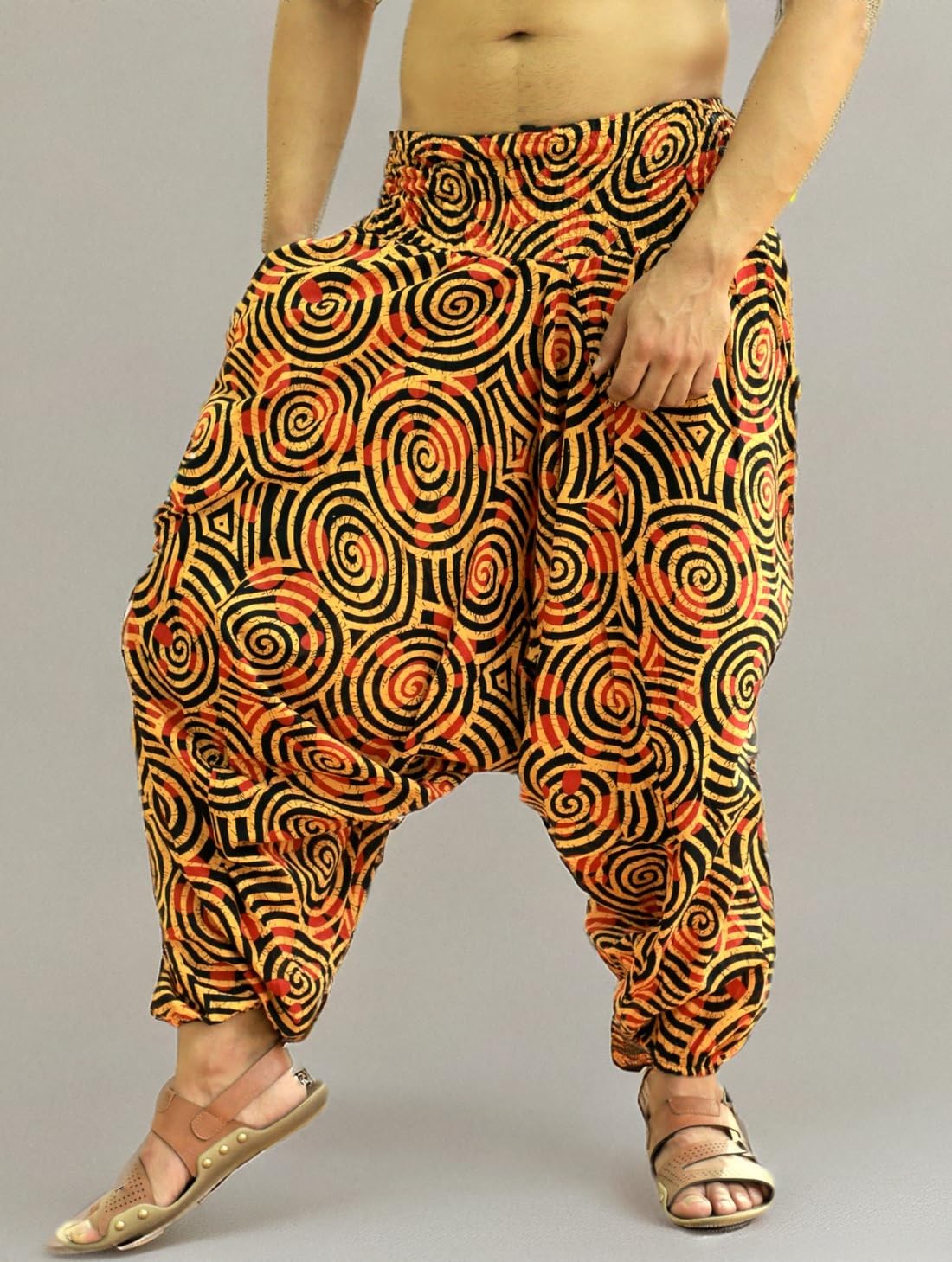 Sarjana Handicrafts Pantaloni Indiani Etnici da Uomo e Donna in Cotone Harem Hippie con Tasche per Yoga