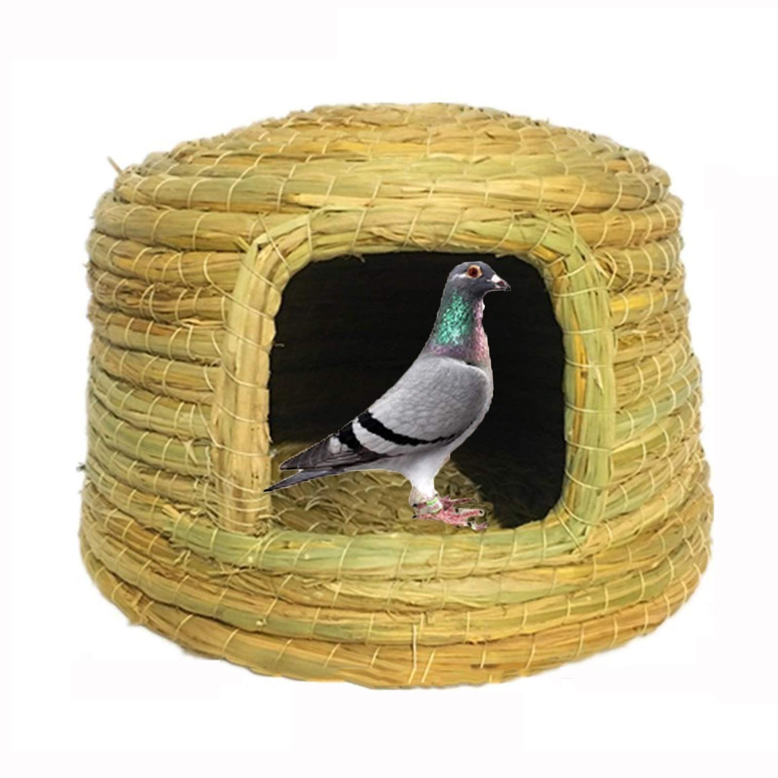 Casa para pájaros Nido de pájaro de Paja Natural Pura, Lugar de cría y Descanso de pájaros cómodo y cálido, decoración de jardín al Aire Libre (tamaño: 9.1 x 6.3 in)