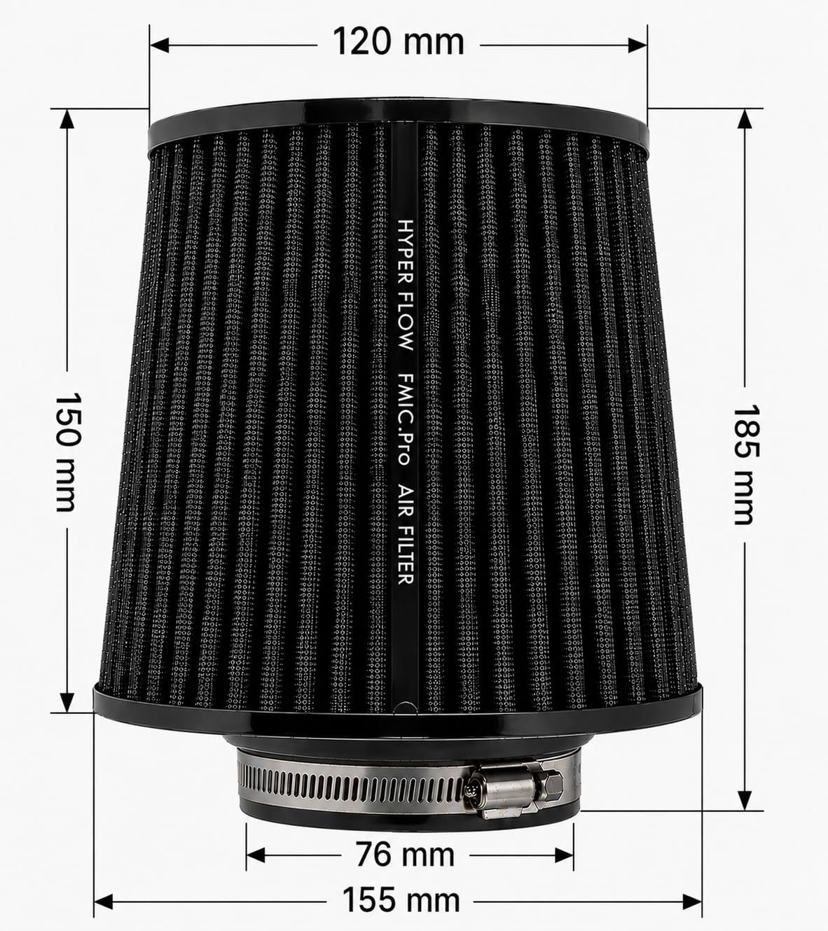 FMIC.Pro Performance uniwersalny sportowy filtr powietrza długość 150 mm średnica 76 mm