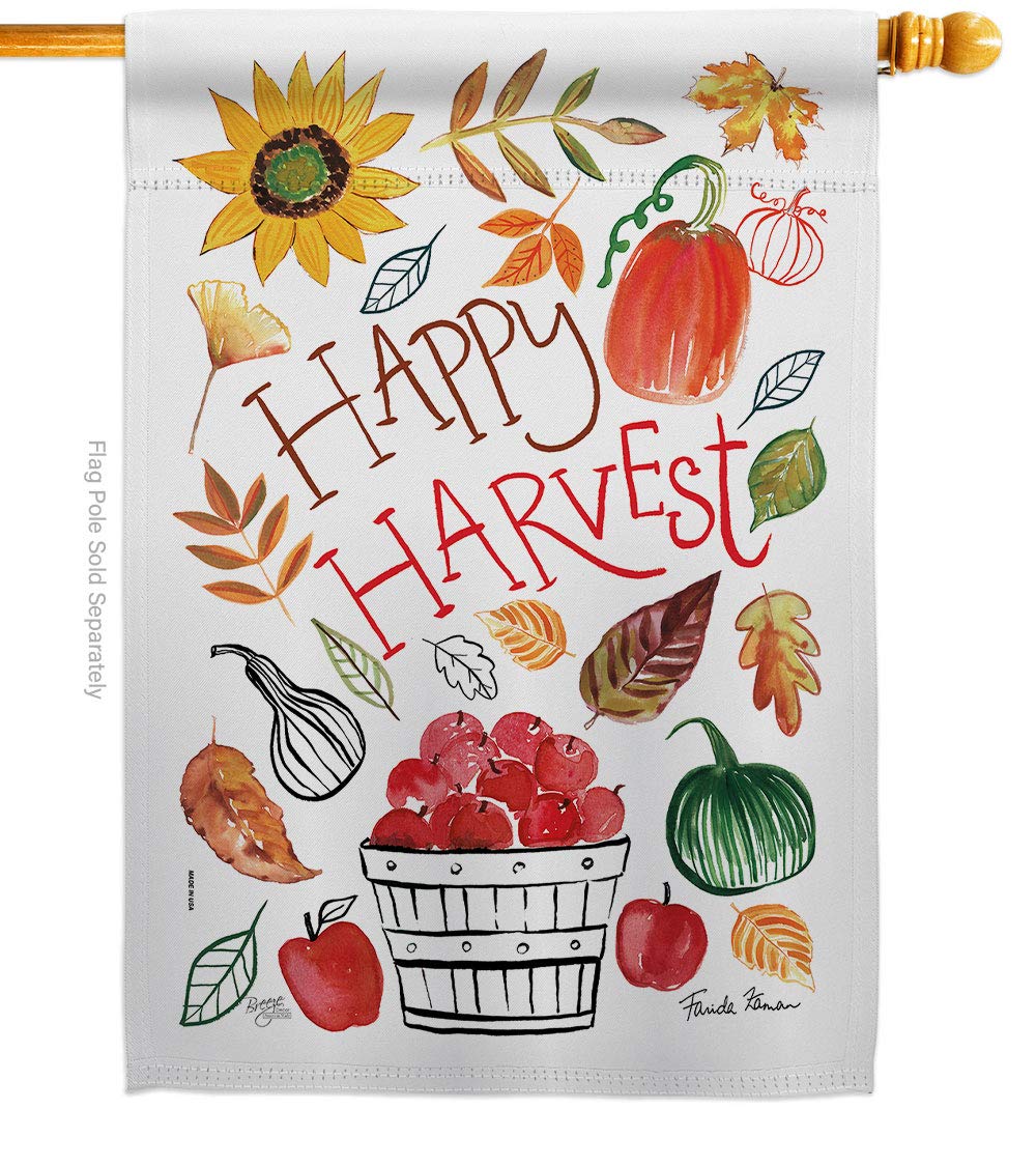 Breeze Decor Happy Harvest Scarecrow Garden Flag Set Fall & Autumn Pumkins ＿並行輸入品 Breeze Decor Happy Harvest Garden Flag Set Wall Hanger Fall \u0026 Autumn  Scarecrow Pumkins Sunflower Leaves Season Autumntime House Decoration  Banner