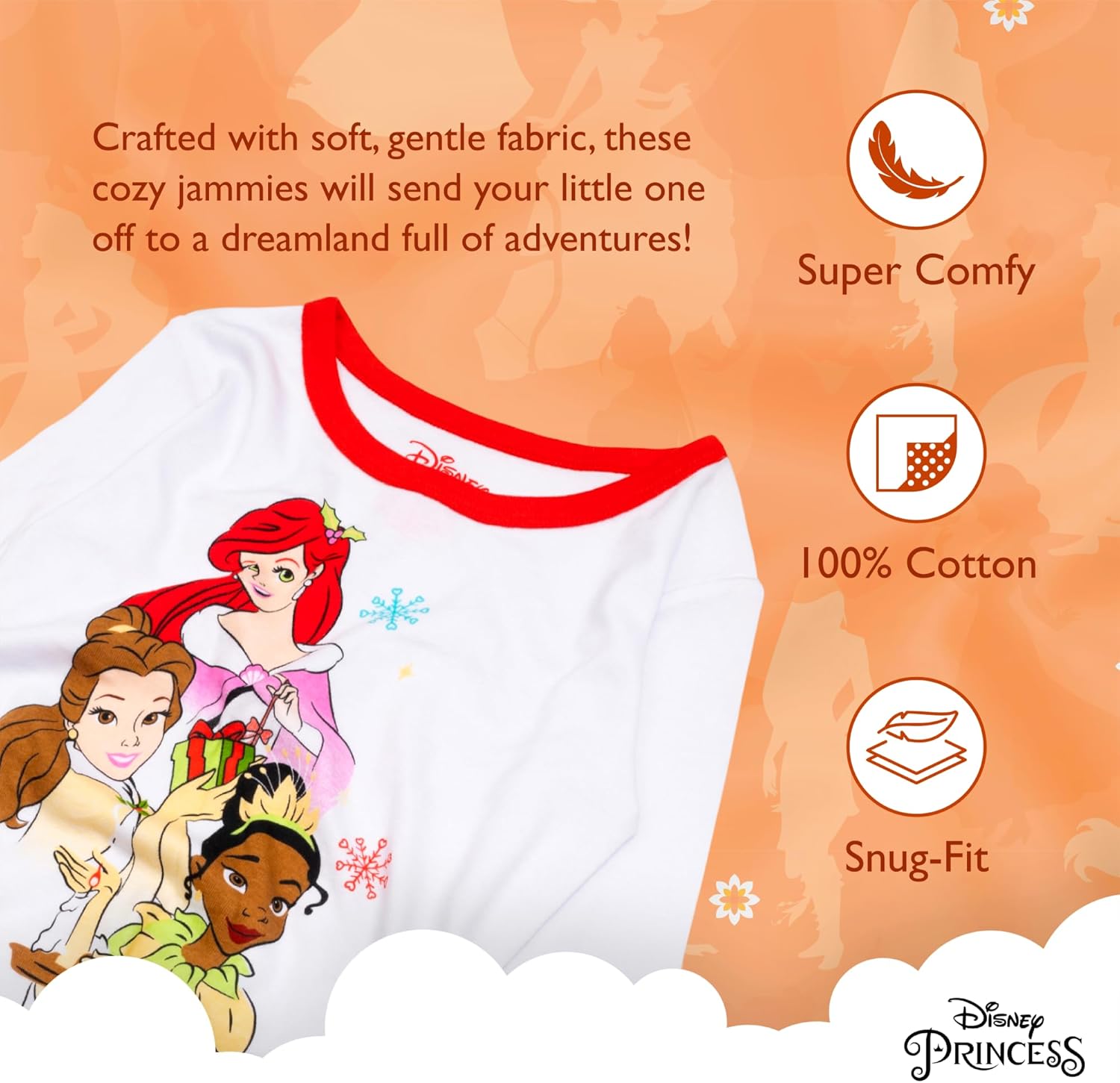 Disney Girls' 2-piece Snug-fit Cotton Holiday Pajama Set, Soft & Cute for Kids - Image 2