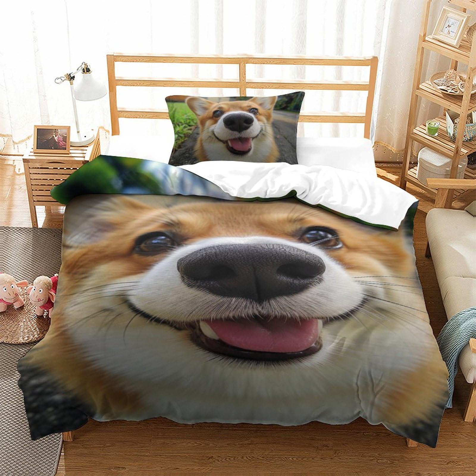 Parure housse de couette corgi 3D : le cadeau d'anniversaire idéal pour ados passionnés de chiens