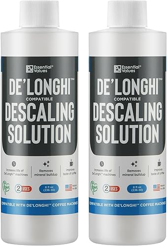 Essential Values Solución de descalcificación compatible con De Longhi - Descalcificador de café - Limpiador de cafetera - Hervidor de agua,
