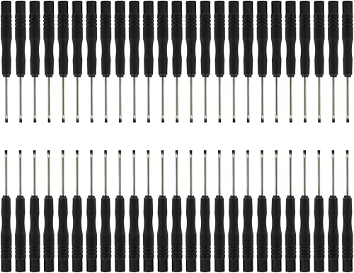 Miniatura 2 de 50pcs 3.346 in x 0.079 in 0.079 in Mini tamaño plano ranurado Word Destornillador Teléfono móvil HDD TV Laptop Impresora Herramienta de reparación