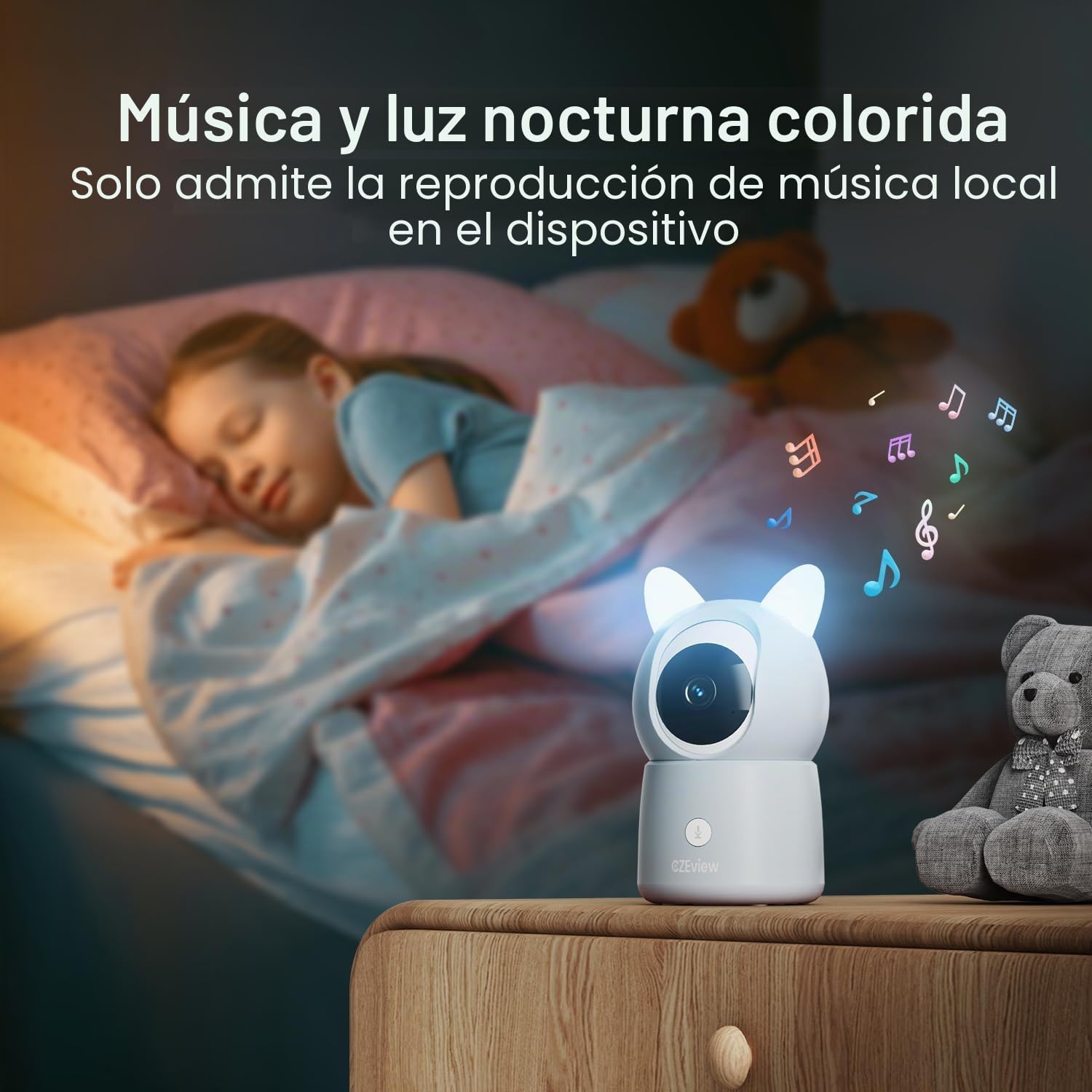 CZEview BM6 vigilabebés con cámara 2K y 4X Zoom, 5.5" HD Baby Monitor con aplicación, visión nocturna, detección de movimiento y ruido y temperatura, conversación de 2 vías, vista de 360°, música y