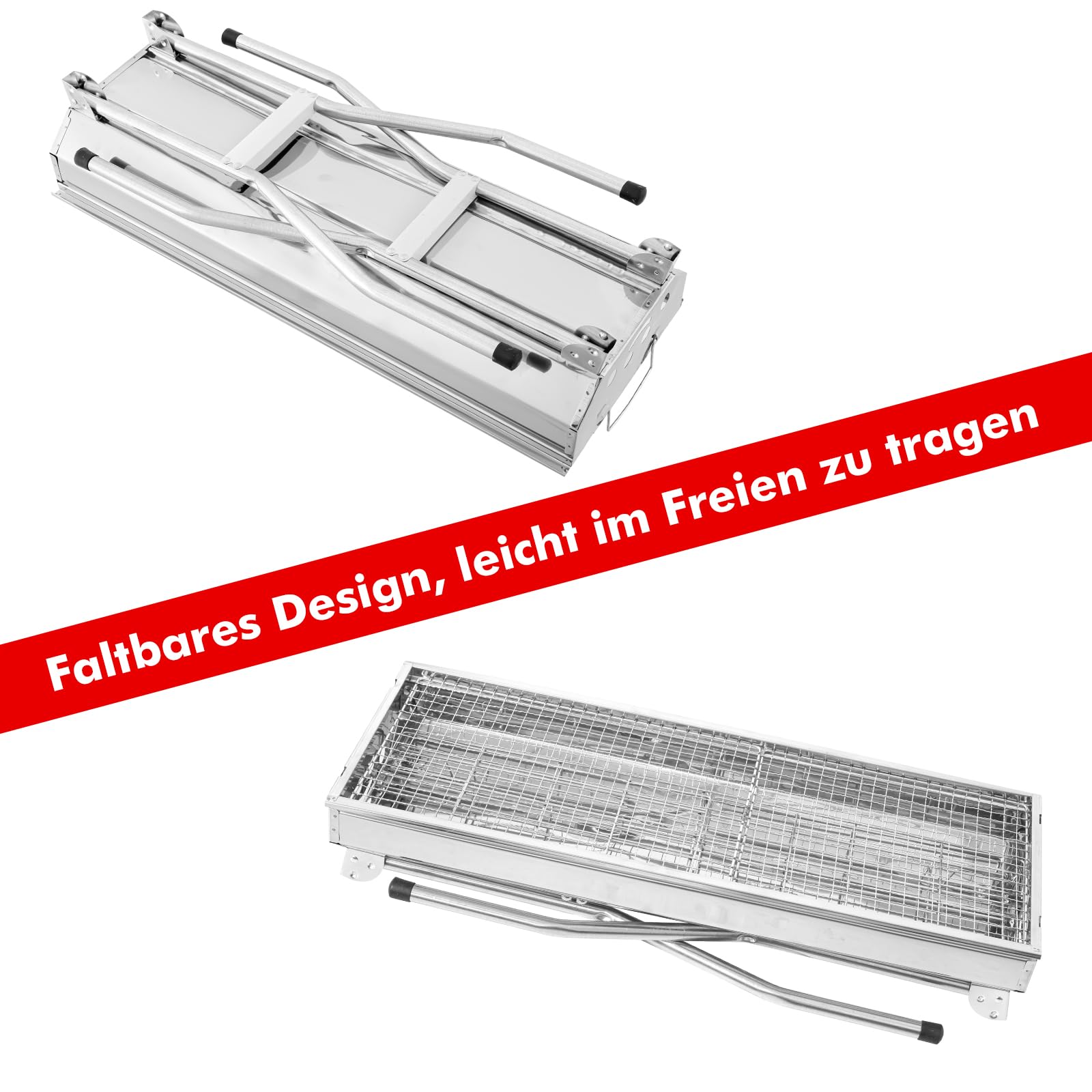Barbecue a carbonella portatile in acciaio inox 73 x 28 x 76 cm