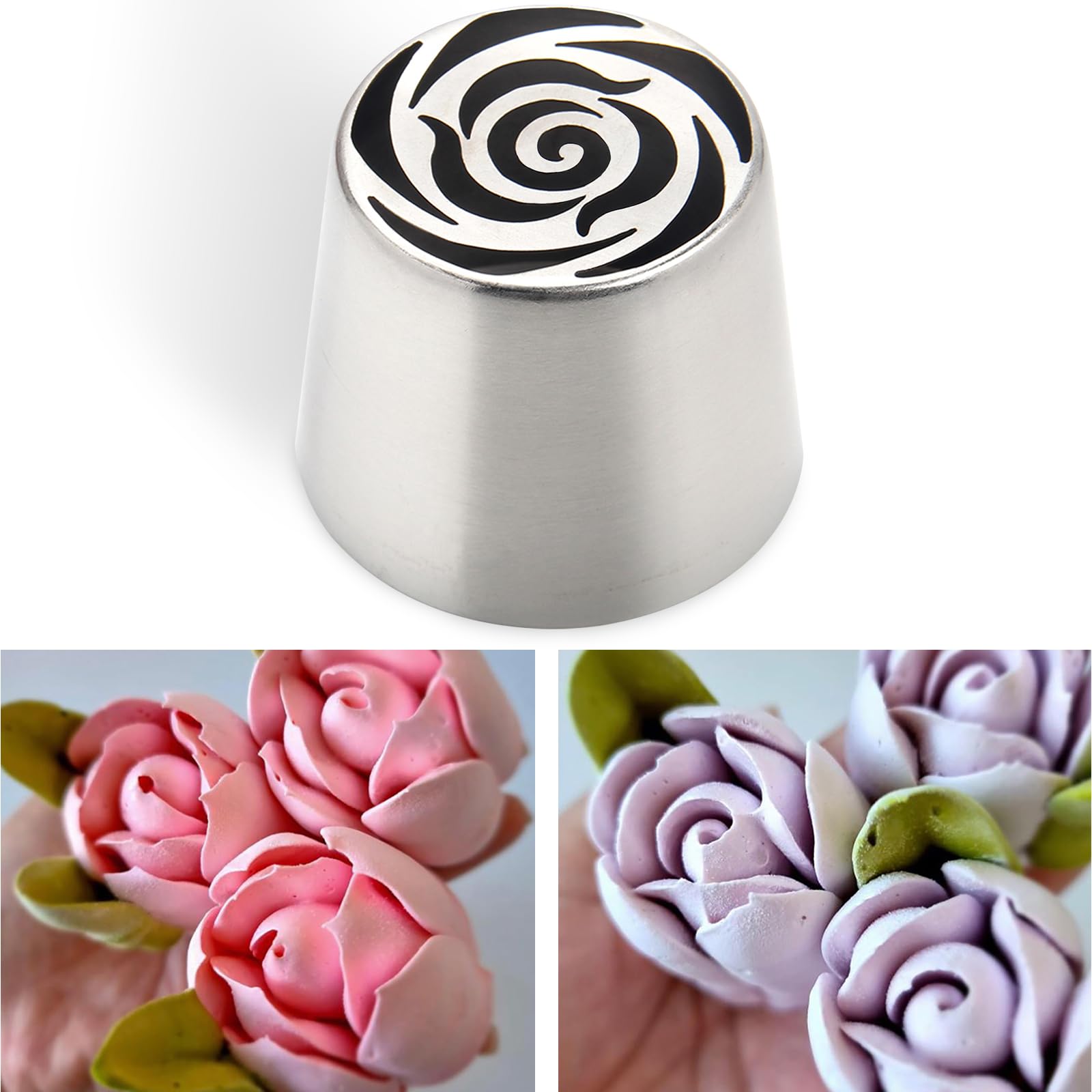 Russische Spritztüllen, extra groß, Edelstahl-Rosen-Spritztüllen für Kuchendekoration, Zuckerguss, Sahneblumenstrauß, DIY Kekse, Desserts, Backwerkzeuge (XXL, 10 A)
