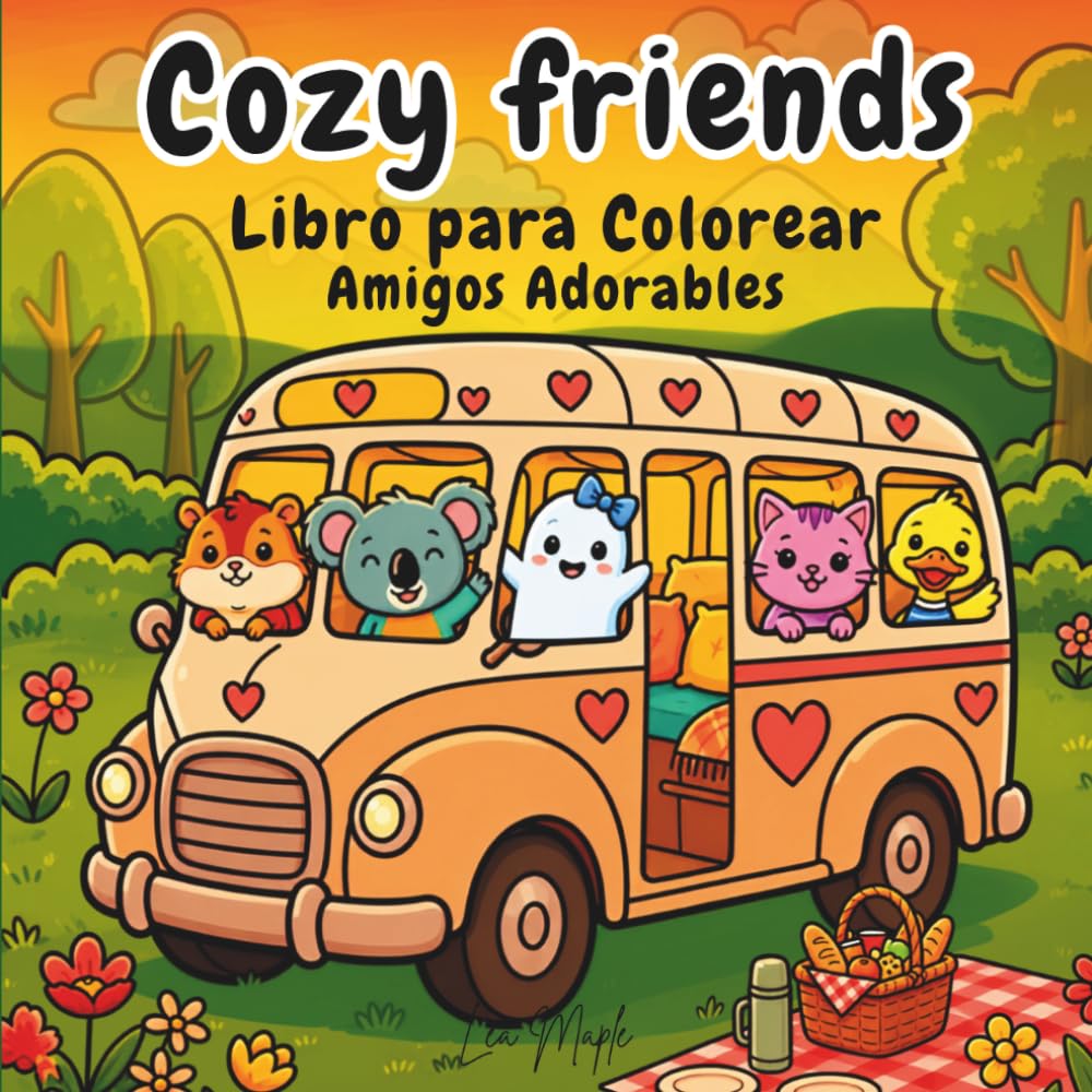 Libro para Colorear Cozy: Amigos Adorables: 47 escenas acogedoras de tiernos animales y sus amigos para relajarse, reducir el estrés, practicar mindfulness y disfrutar coloreando
