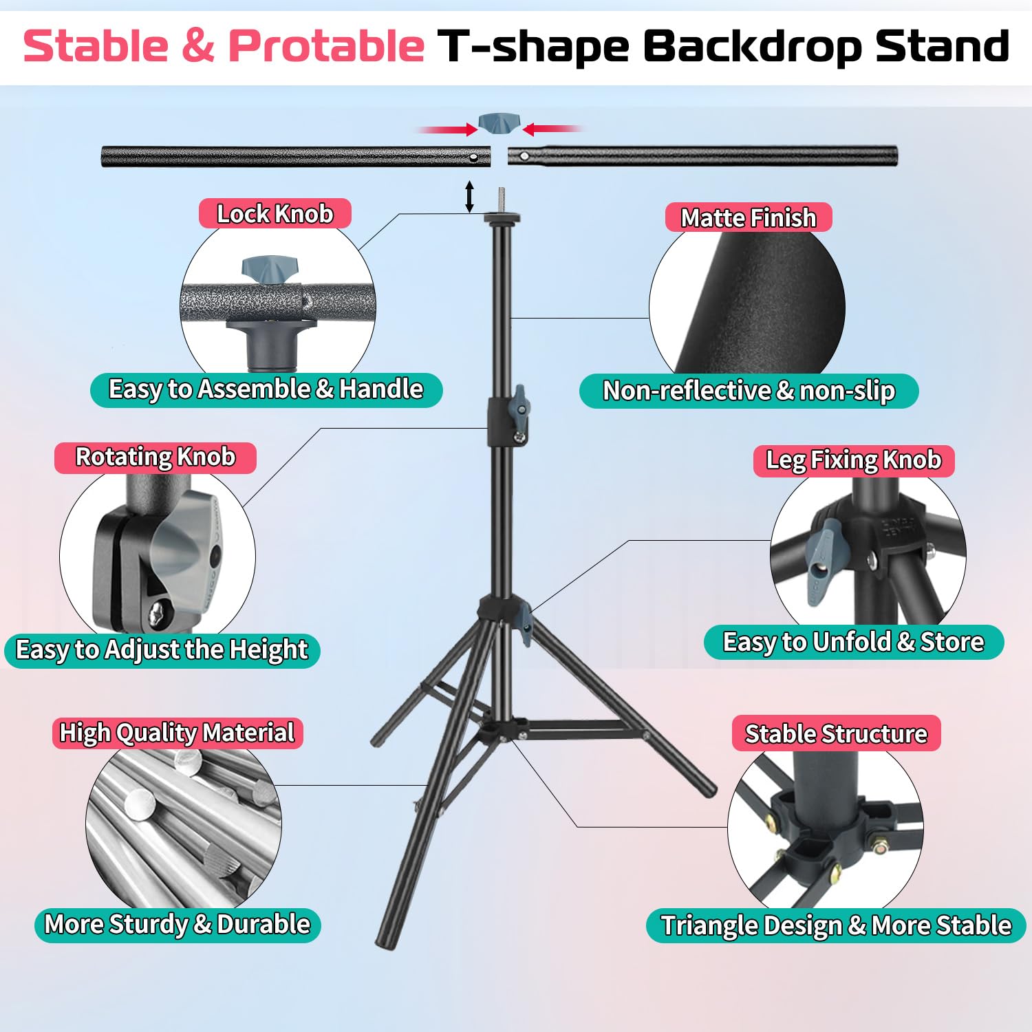 Kit di fondali fotografici con supporto, sfondo fotografico, 68,1 x 127 cm, sfondo bianco nero con supporto a T piccolo da 66 x 73,7 cm, supporto fotografico da tavolo per gioielli e cosmetici