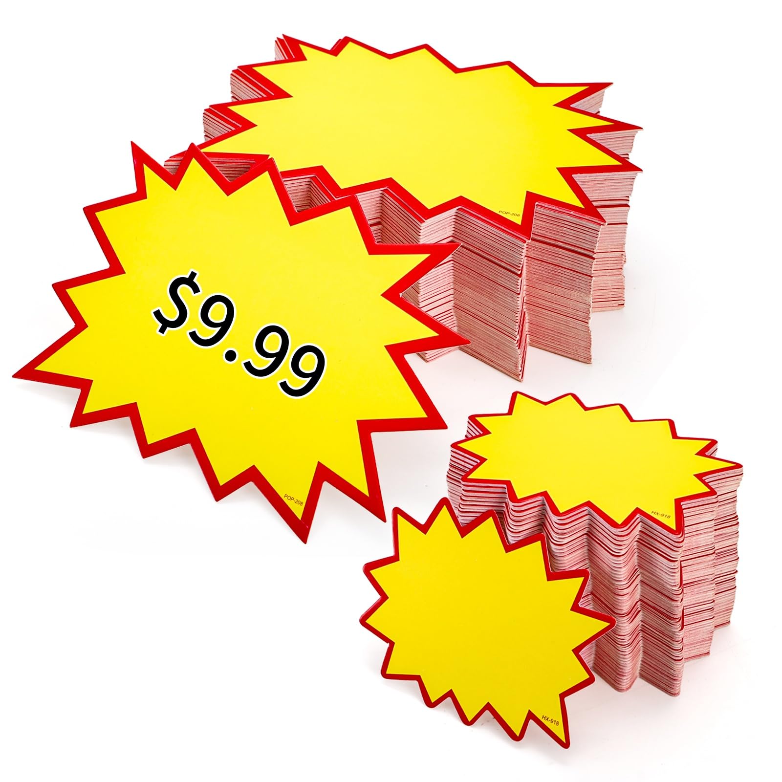 Covzoe 400 Pieces Star Burst Signs, Blank Neon Sale Sign Tags for Retail, Burst Paper Signs Cards for Poster Bulletin Board Decorations, Price Label Tags for Garage Yard Sale Supplies