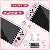 Vista 5 de RHOTALL Lindo juego de funda de transporte de unicornio para Nintendo Switch OLED, funda de almacenamiento rosa para Switch OLED y accesorios