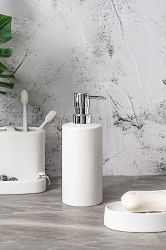 Miniatura 5 de SURUI - Juego de accesorios de baño de 5 piezas, juego completo de accesorios de baño blanco mate con soporte para cepillo de dientes, vidrio de