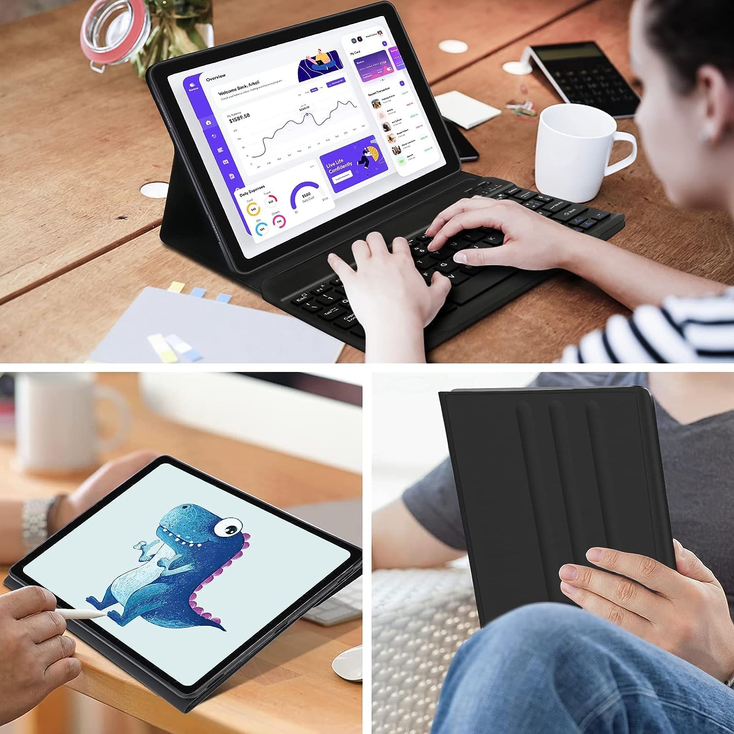 AVNICUD Tastiera per Samsung Tab A8 10.5 Pollici 2021, Custodia con Tastiera per Samsung Galaxy Tab A8 (SM-X200/X205/X207), Cover Per Galaxy Tab A8 con Tastiera Bluetooth Rimovibile- Italiana, Nero