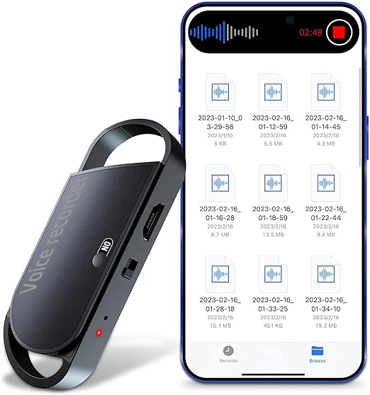 64GB Voice Recorder, Audio Recording Device with Triple Noise Reduction,Digital Voice Activated Recorder with Playback,750 Hours Storage and 30 Hours Battery Time for Class, Meeting, Speech