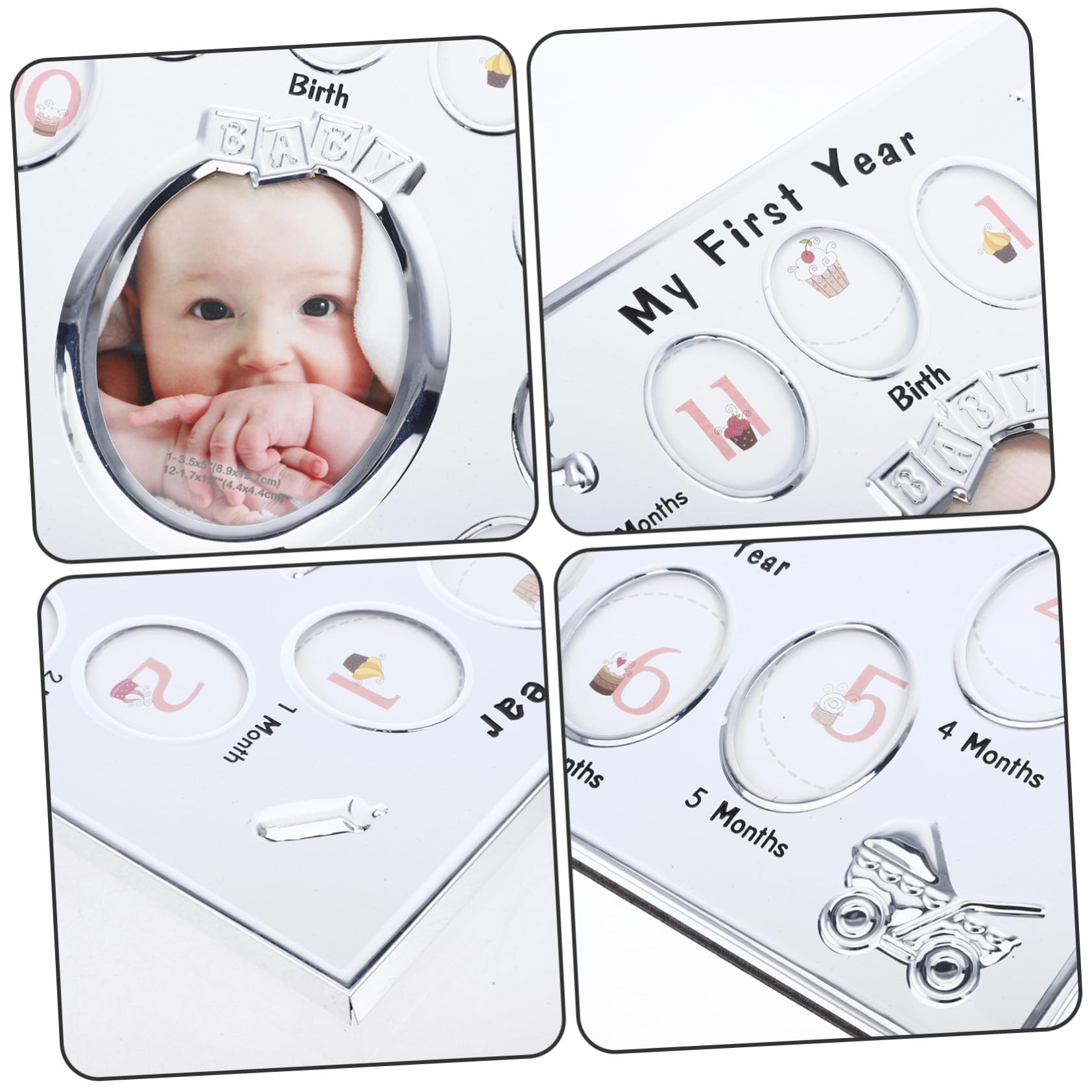 Marco de Fotos para Niña Marco de Crecimiento Infantil para Recién Nacido Soporte para Fotos de Cumpleaños y Recuerdo de Primer Año Regalo para Familias con Bebés