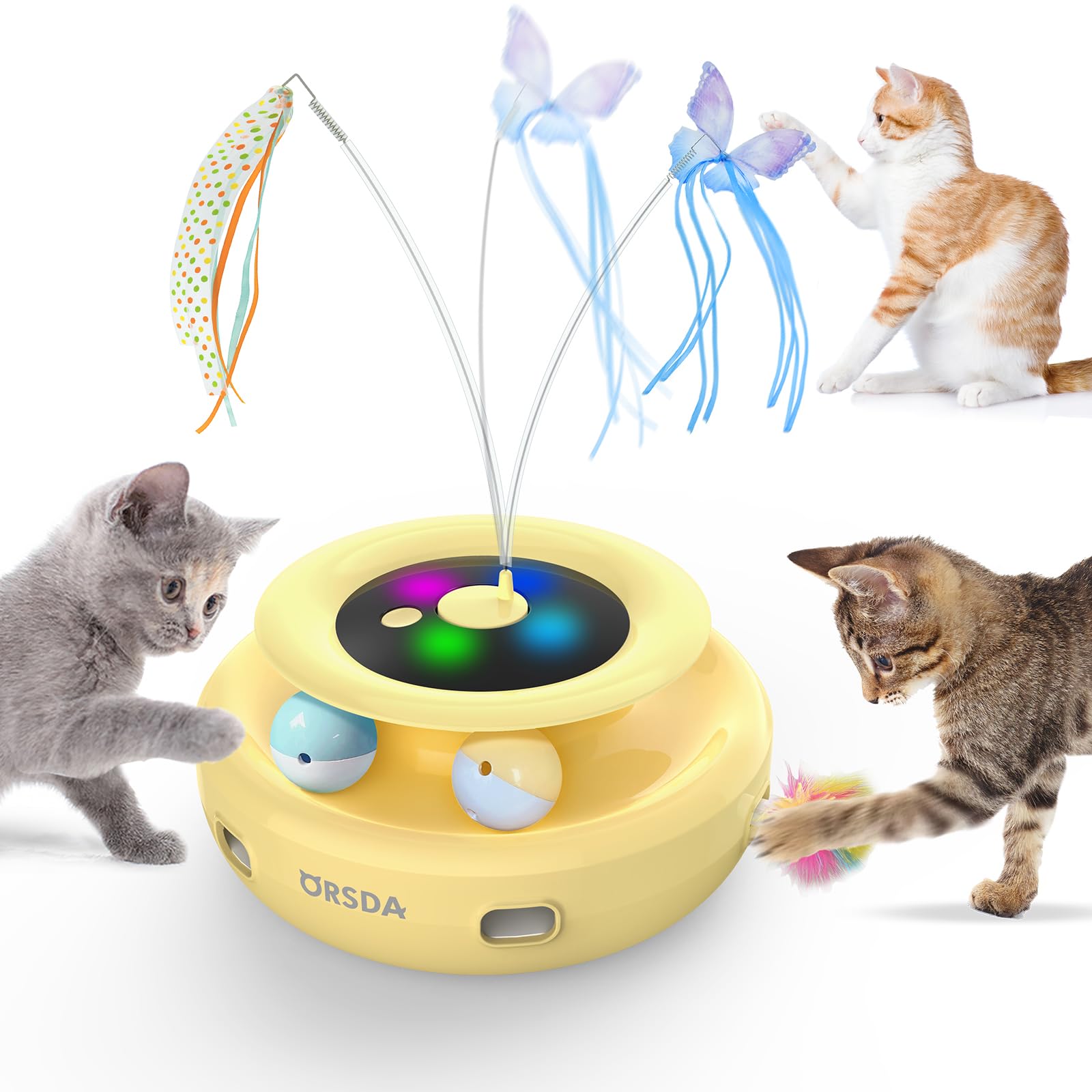 Amazon | 猫おもちゃ 電動 ORSDA 猫じゃらし 自動 猫ボール 3in1