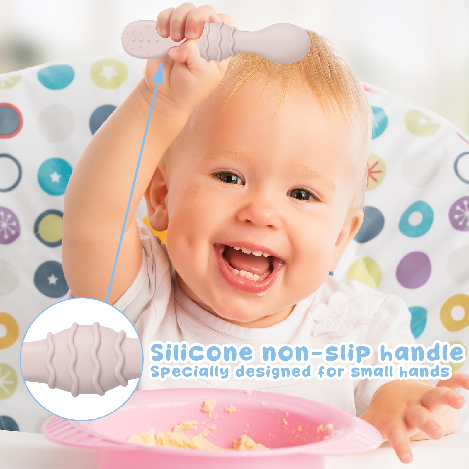 5 Cuillères Bébé Silicone - Pour Débuter La Diversification Alimentaire En Douceur