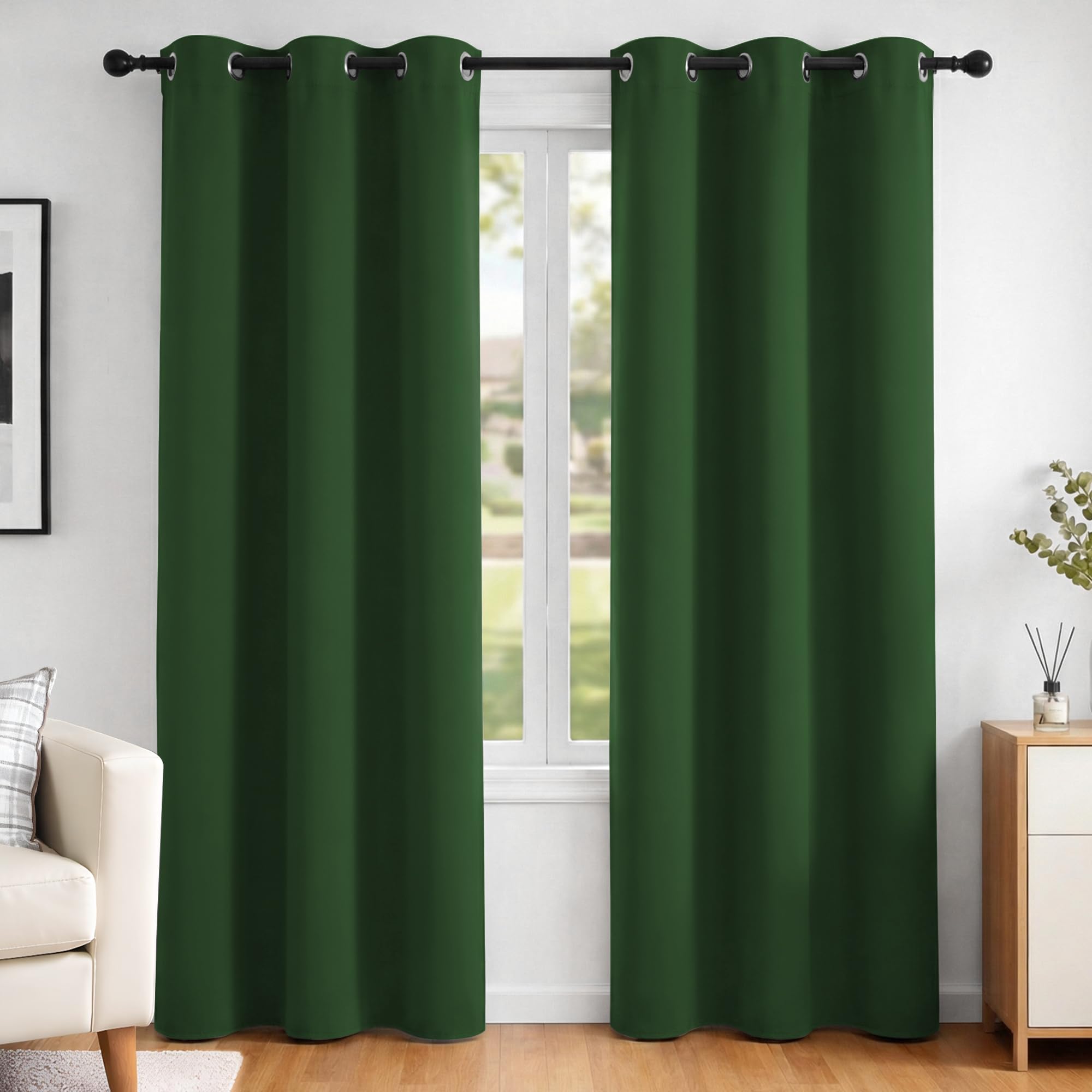 Deconovo Black Curtains Bedroom 52 x 84 Inch Thermal Insulated Energy Saving Eyelet Blackout Curtains for Living Room Black 1 PAIR — view 114
