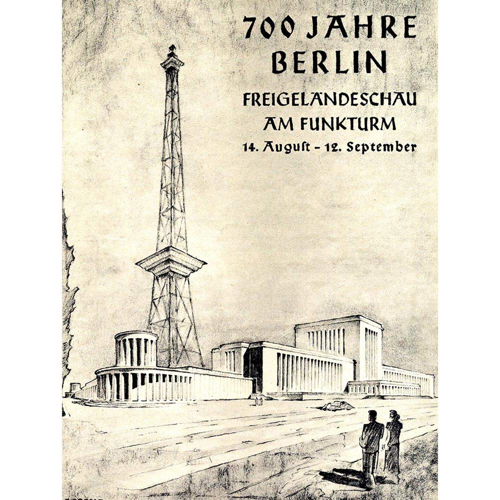 Wee Blue Coo Vintage Illustration Exhibition Berlin 700 Radio Mast Germany Art Print Poster Wall Decor 12X16 Inch