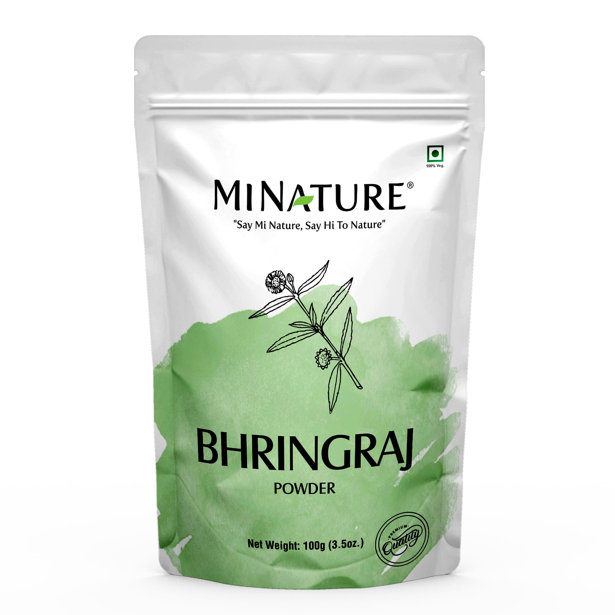 mi nature Bhringraj Powder (Eclipta Prostrata) | False daisy| Natural and Pure Dry leaves| Ideal for Oil & Pack | Improves Texture |Control Hair Pigmentation| 100g(4 oz)