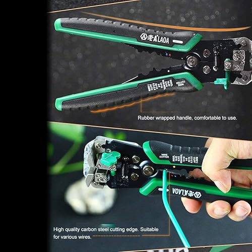 Miniatura 4 de Herramienta pelacables, pelacables, cortador automático de cables, ajuste de 8 AWG a 26 AWG con resortes, herramientas de pelado de cables