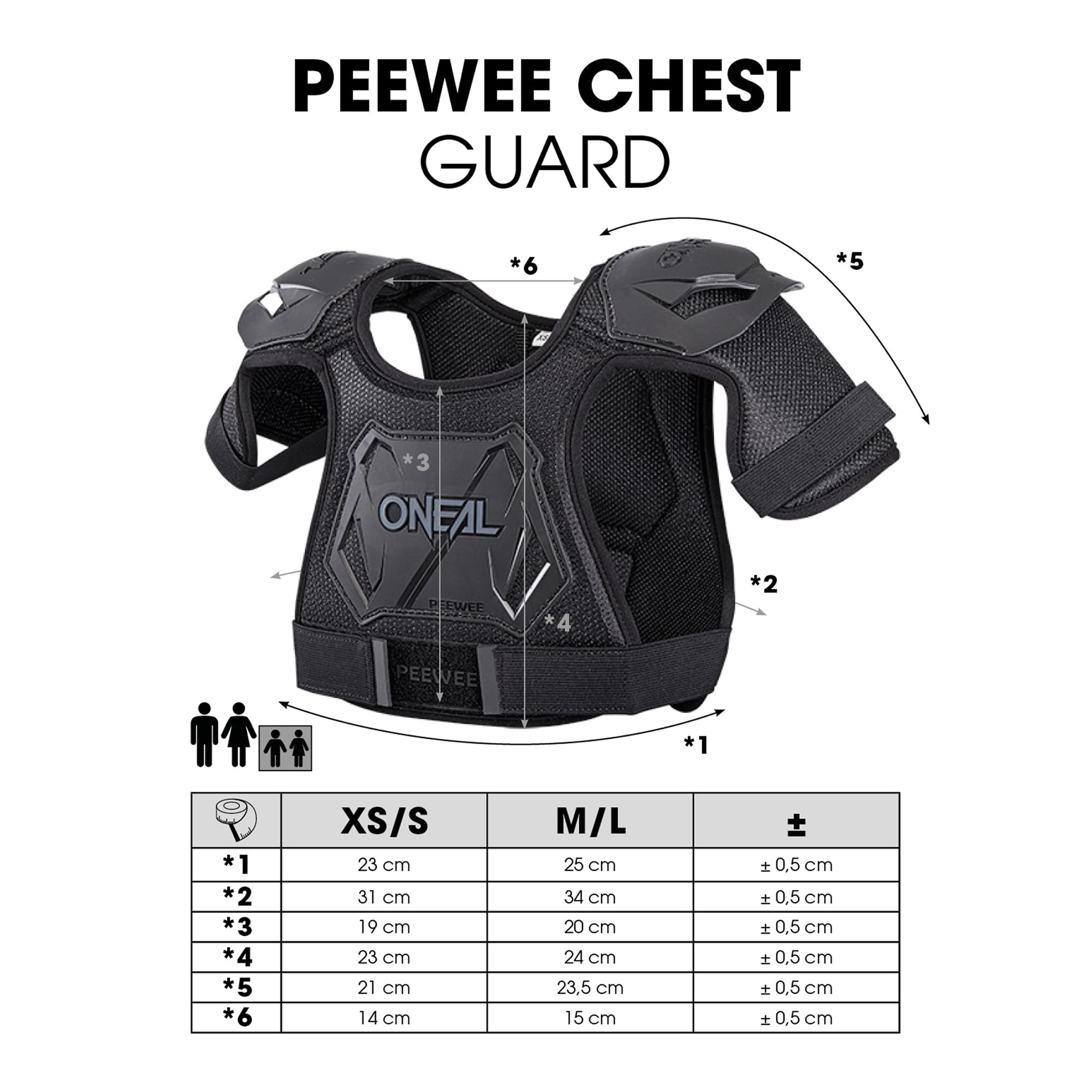 O'NEAL Protection de la poitrine Pee Wee Enfants Motocross Enduro Maille mousse perforante Noir Blanc Taille XS/S 4-9 ans