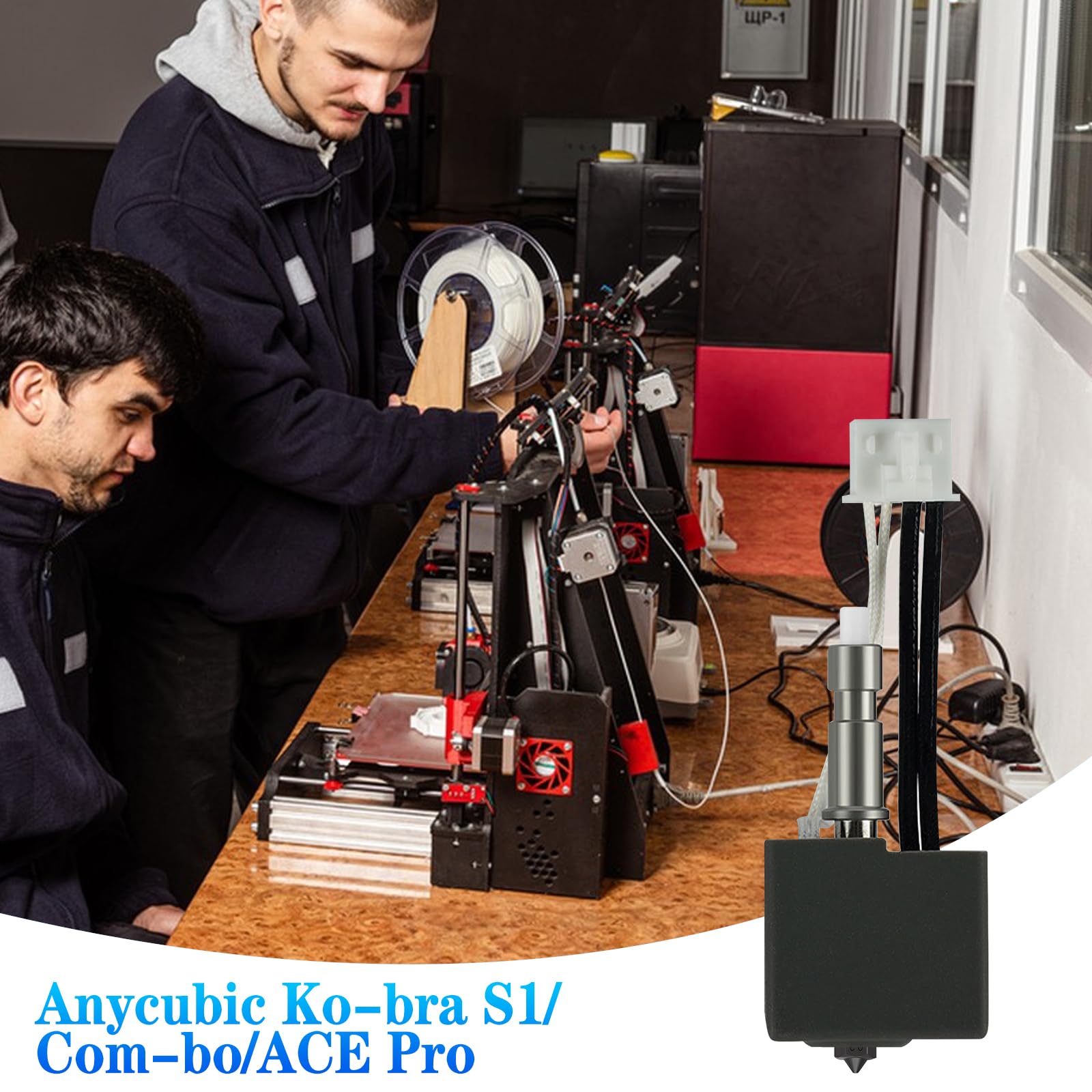 Kit Hotend 0,2 mm/0,4 mm/0,6 mm per Kobra S1 Combo, estrusore con testa di stampa in acciaio inossidabile, kit con blocco riscaldante, thermistor, ugello in acciaio temprato per Anycubic Kobra S1/ACE