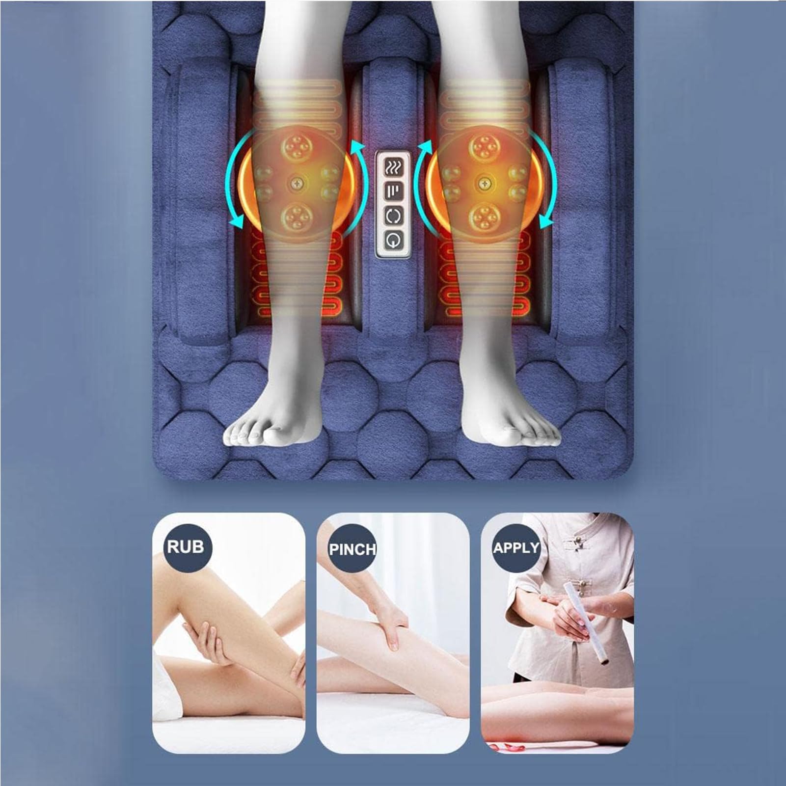 Esterilla de masaje calentada para todo el cuerpo con 20 cabezales de masaje de amasamiento Shiatsu para el cuello, colchón de masaje relajante con 9 modos y 9 almohadillas térmicas de fuerza aju