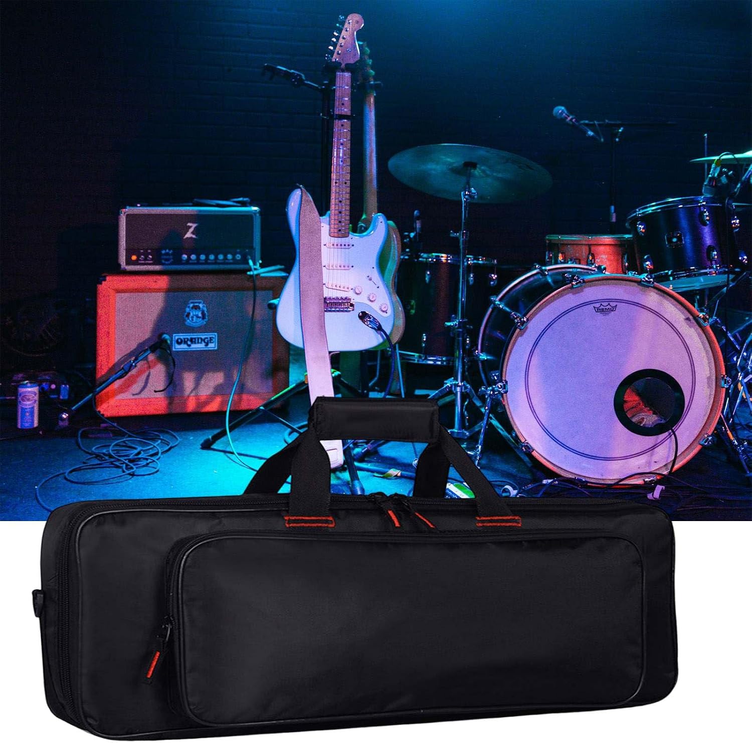 Guitar Effects Pedal Board Carry Bag, Guitar Gig Bag Effects Pedal Case for Micro Controllers, Keyboards, and Multi-Effects Pedals, Portable Shoulder Bag Large Capacity Pocket Ideal for Guitar Lover