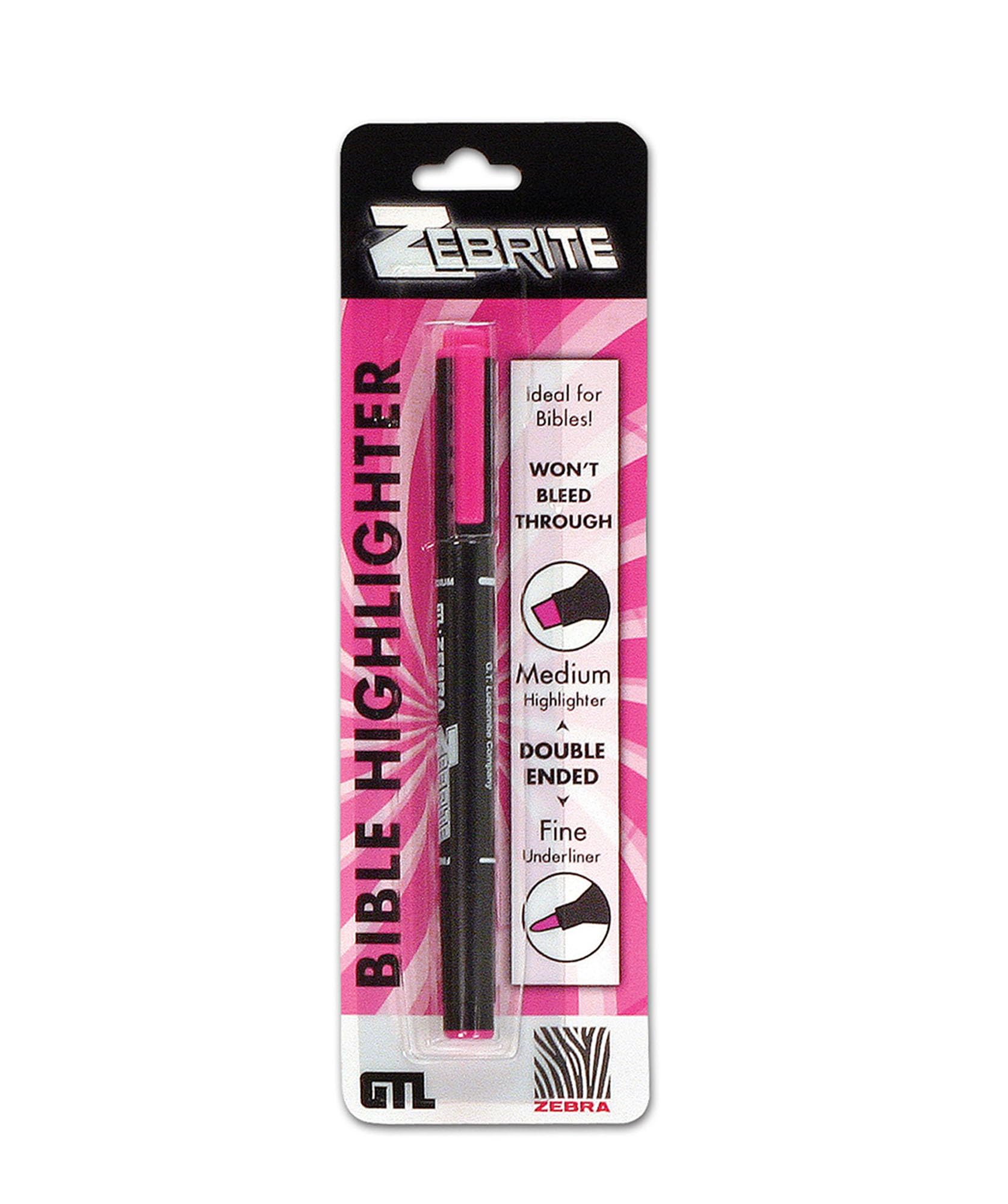G T Luscombe Company Inc Zebrite Double Ended Bible Highlighter Set No Bleed Pigmented Ink No Fading Or Smearing Double Ended For Highlighting Underlining Green Yellow Pink Set Of 3