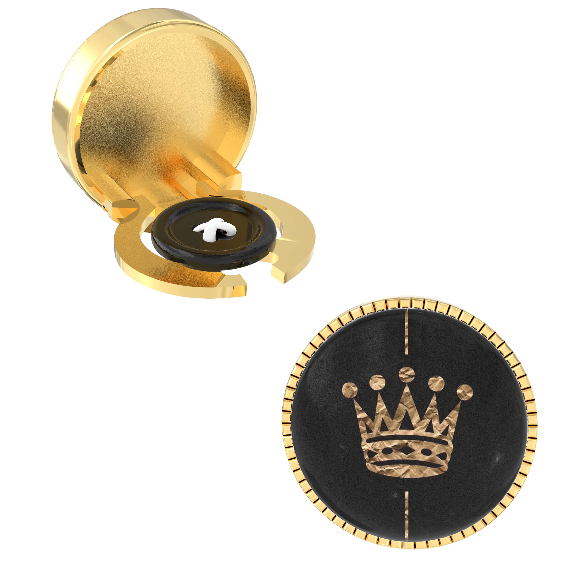 – snap-on shirt button cover cufflinks set for men - crown style