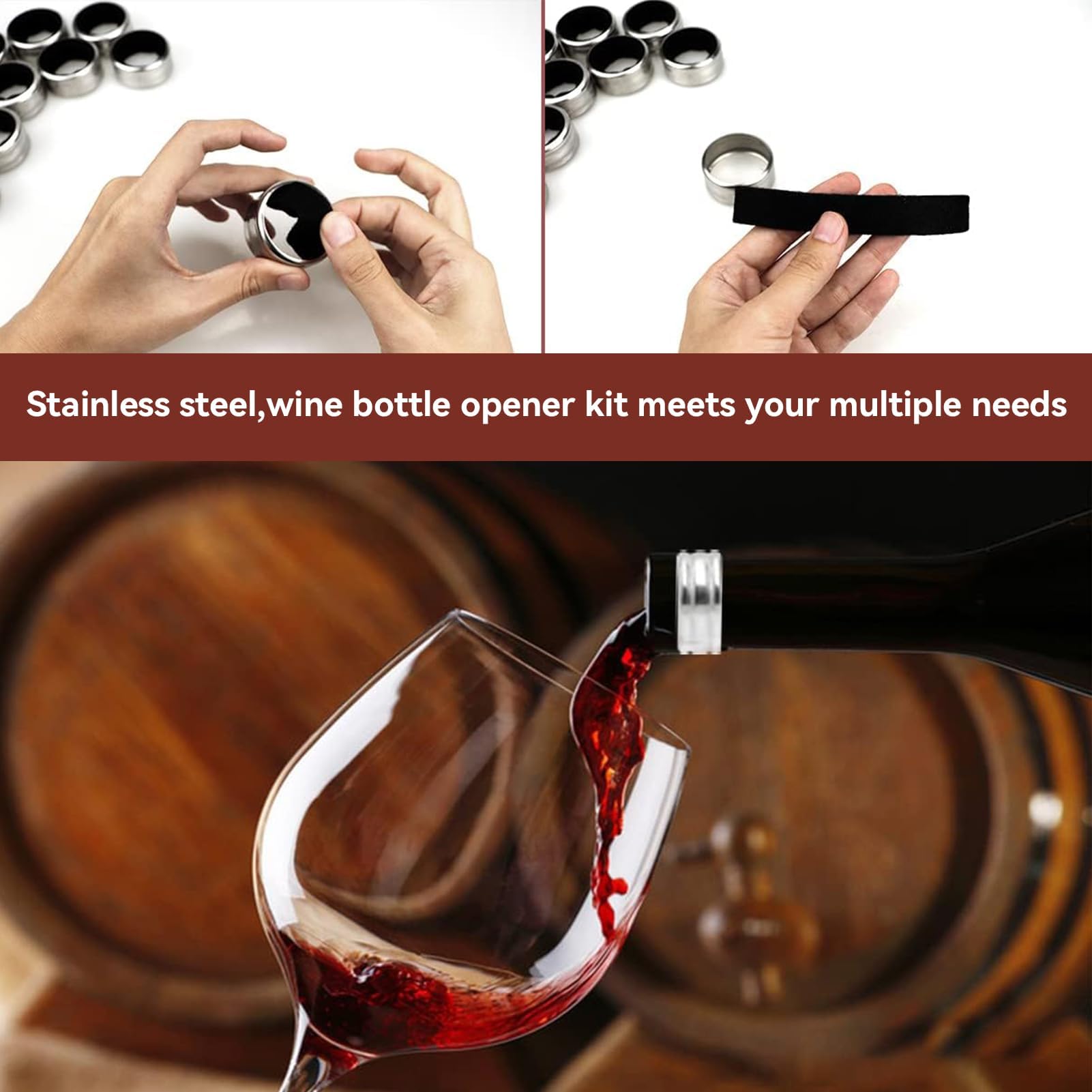 Cyrank Juego De Abridor De Vino, Abridor Manual De Botellas De Vino Tinto Con Estuche Clásico, Kit De Sacacorchos Con Mango De Embalaje De Acero Inoxidable Para El Hogar, Bar Y Restaurante(negro)